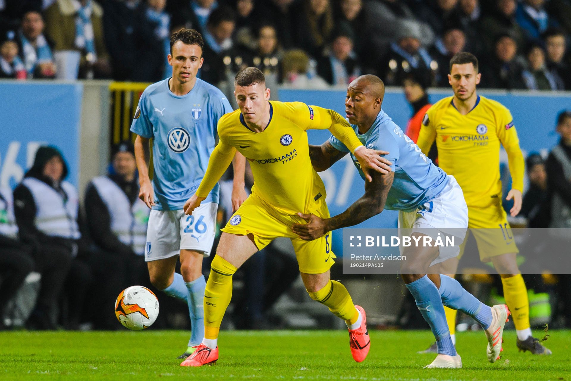 Ross Barkley of Chelsea and Carlos Strandberg of Malmö FF