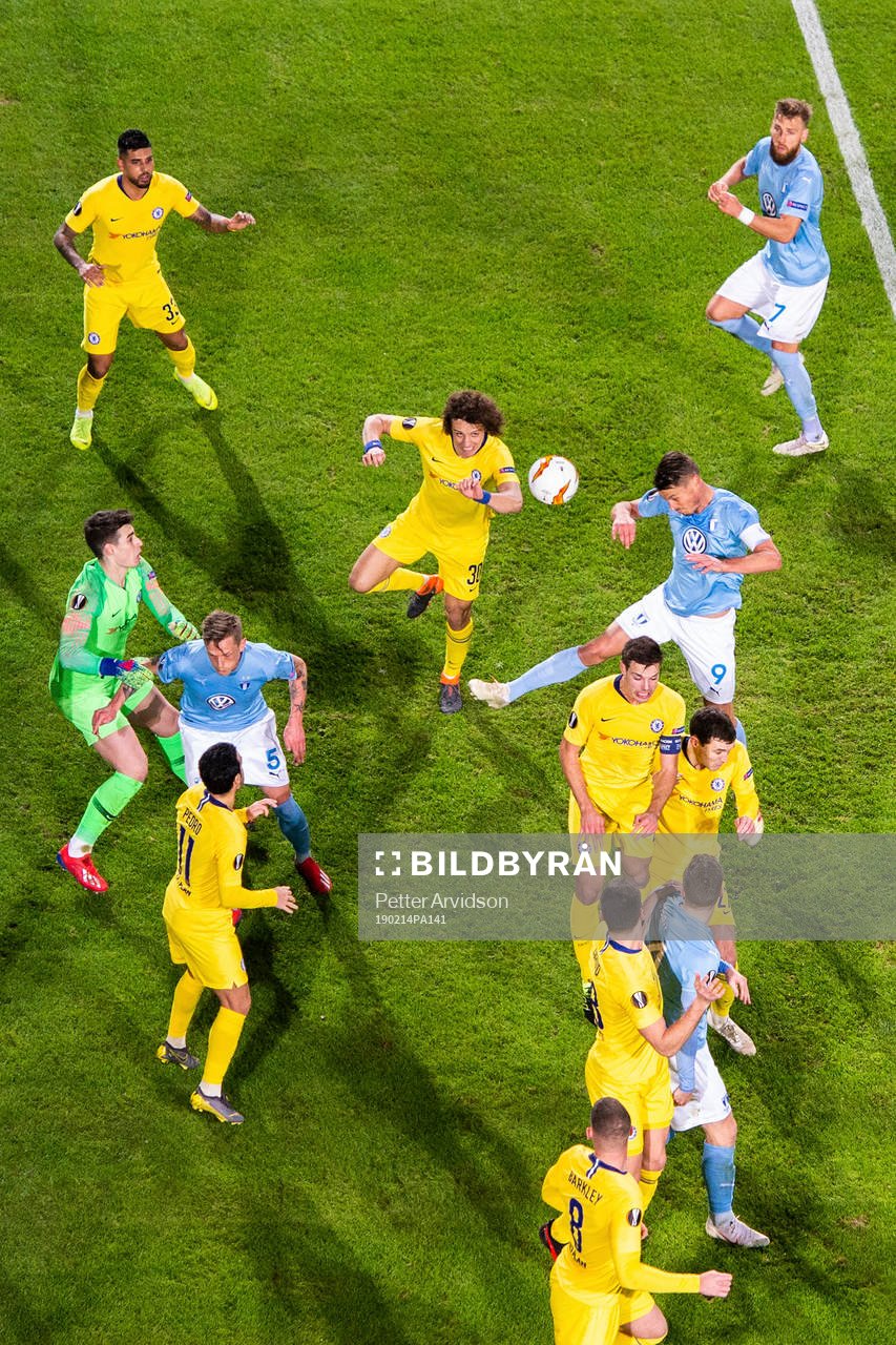 Markus Rosenberg of Malmö FF and David Luiz of Chelsea
