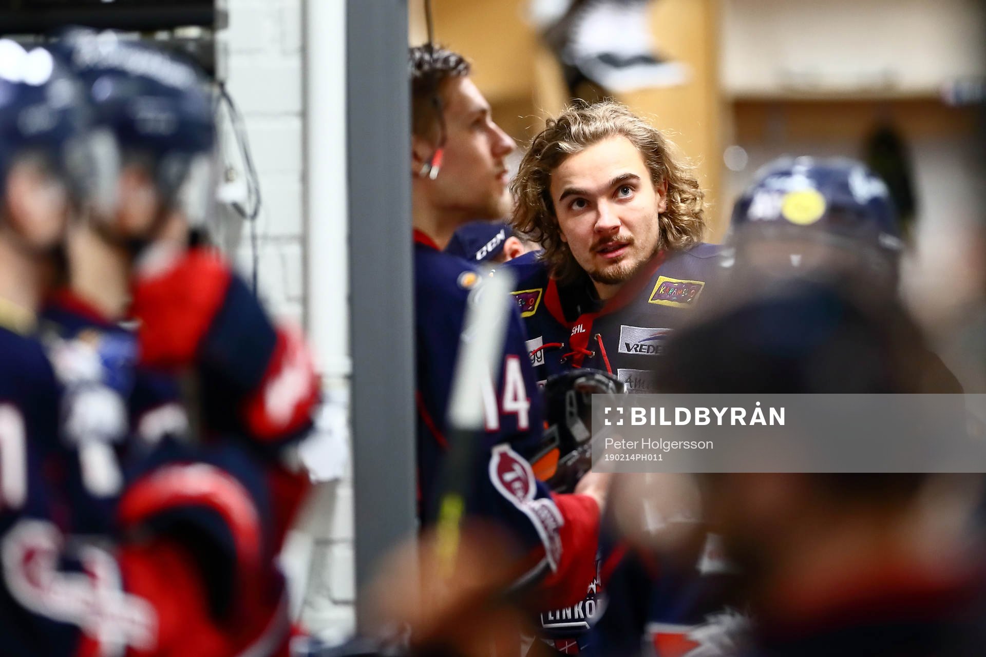 Linköpings Adam Brodecki före ishockeymatchen i SHL