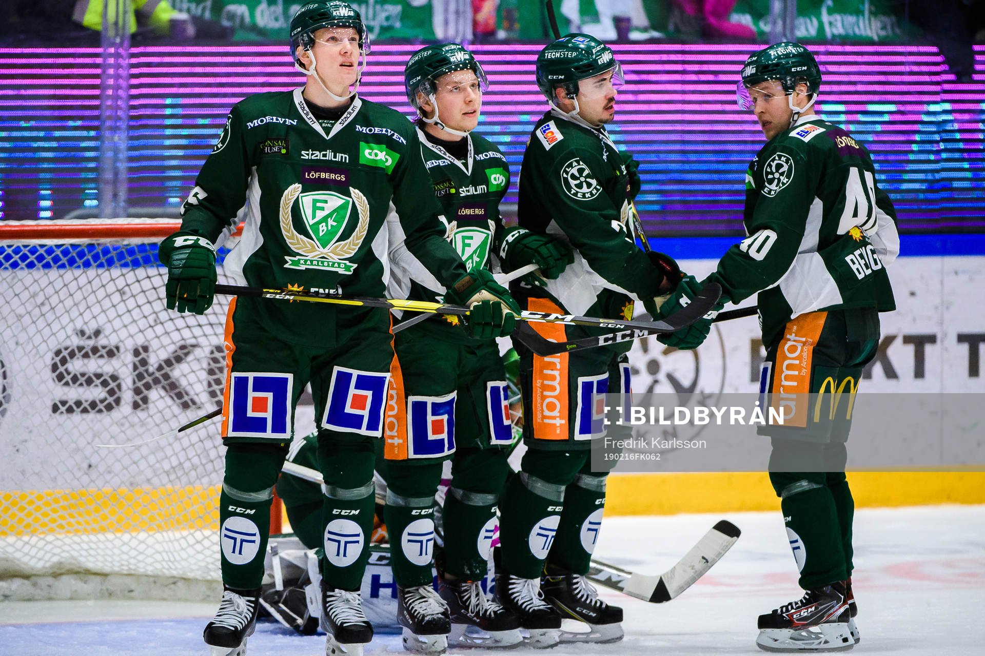 Färjestads Gustav Rydahl, Oskar Steen, Jens Westin och