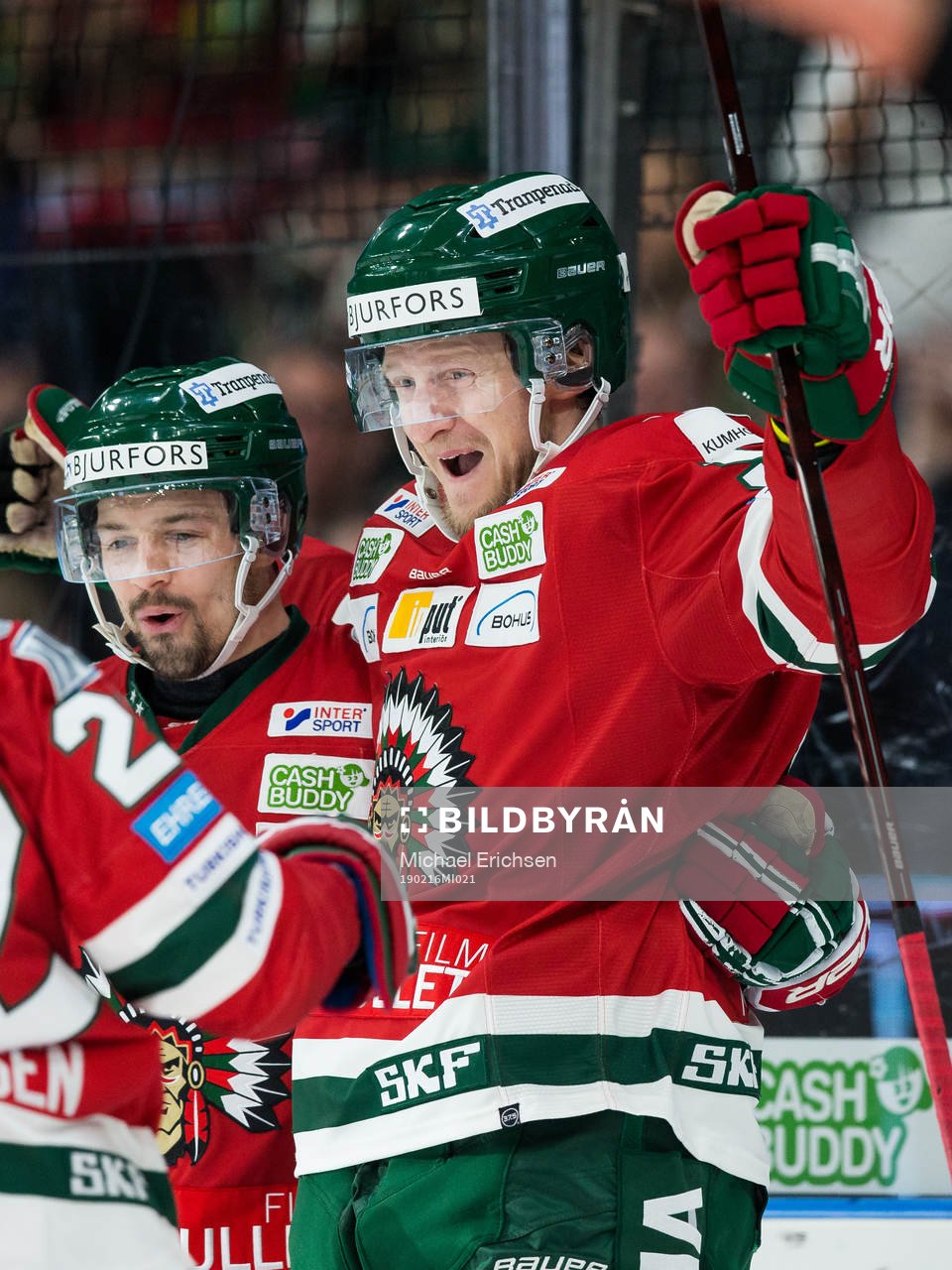 Frölundas David Printz jublar ihop med Patrik Carlsson