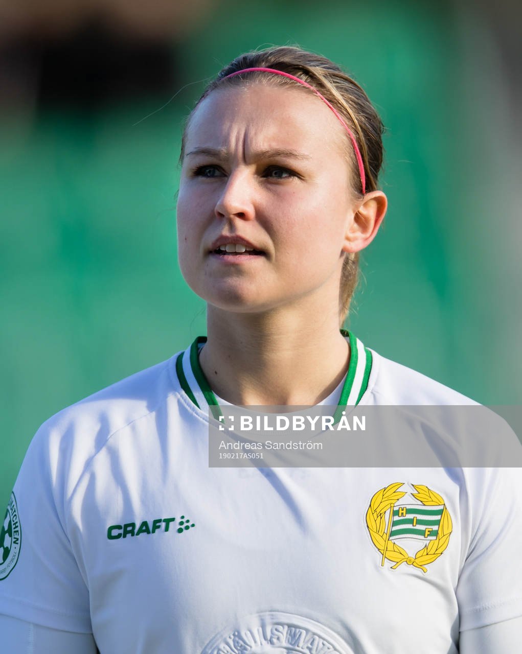 Hammarbys Elin Bergkvist inför fotbollsmatchen i Svenska Cupen mellan Hammarby och AIK den 17 februari 2019 i Stockholm. 