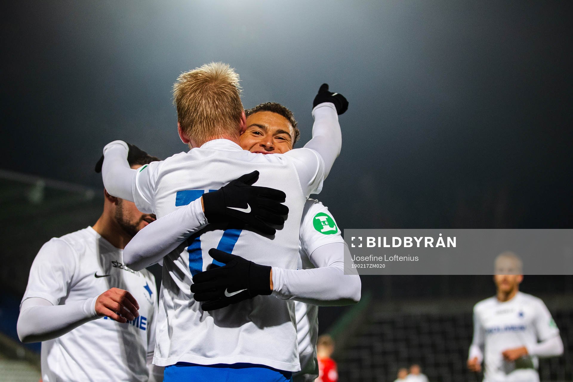 Norrköpings Jordan Larsson jublar efter 2-0 under fotbollsmatchen i Svenska Cupen mellan Norrköping och Värnamo den 17 februari 2019 i Norrköping.