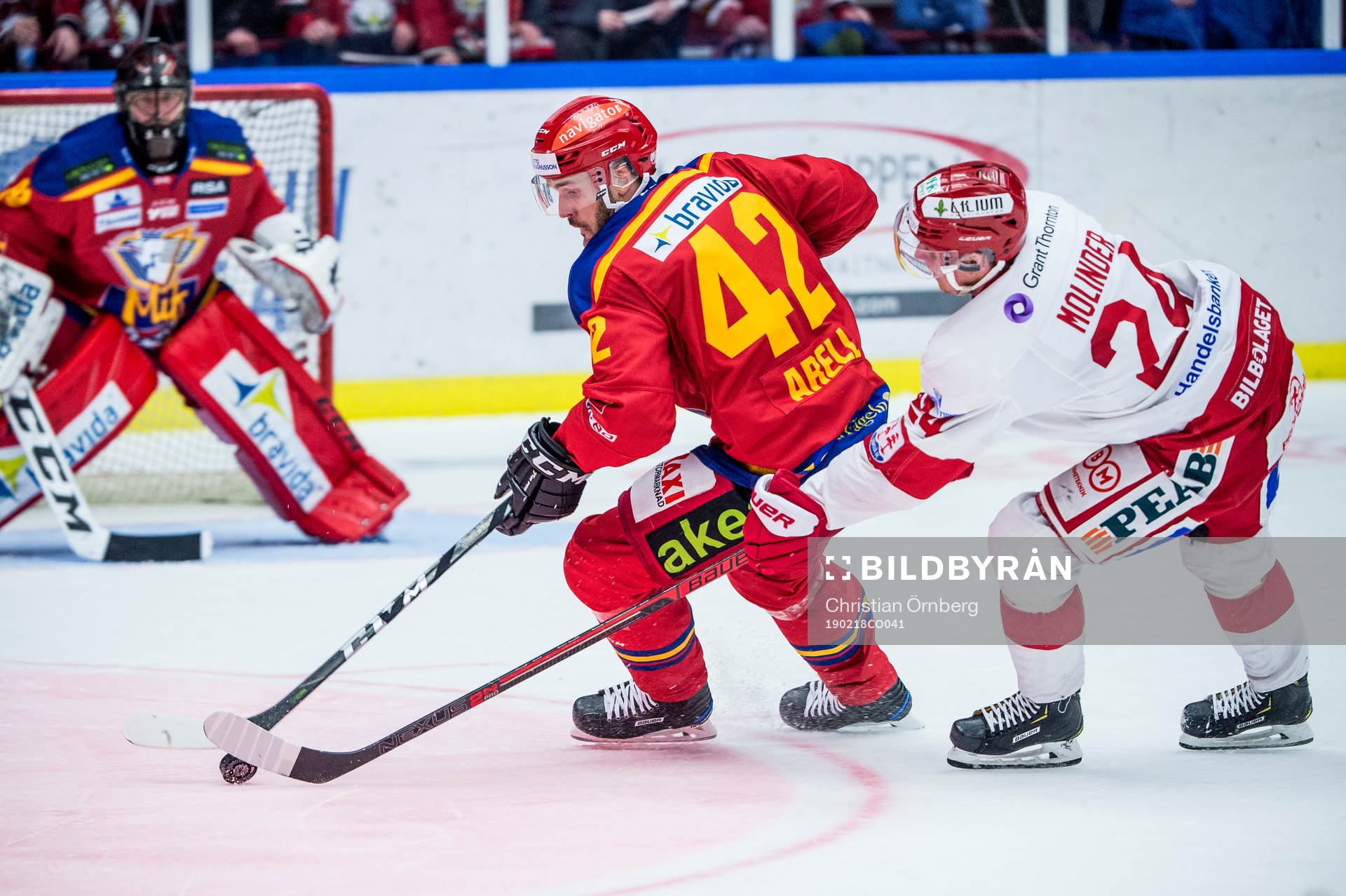 Malmö Redhawks Niklas Arell mot Timrås Andreas Molinder