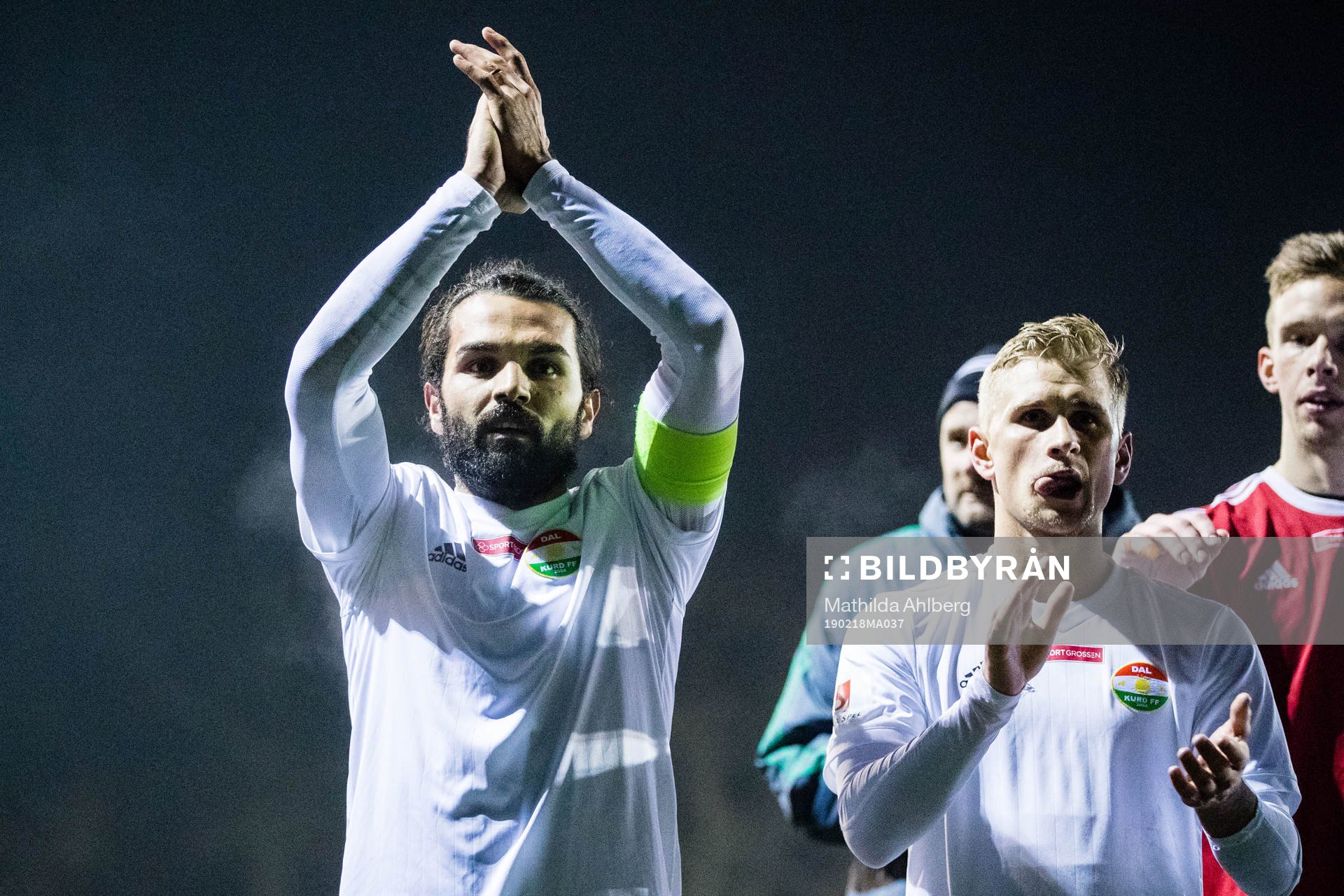 Dalkurds Peshraw Azizi jublar efter fotbollsmatchen i Svenska cupen mellan Eskilsminne och Dalkurd den 18 februari 2019 i Helsingborg. 