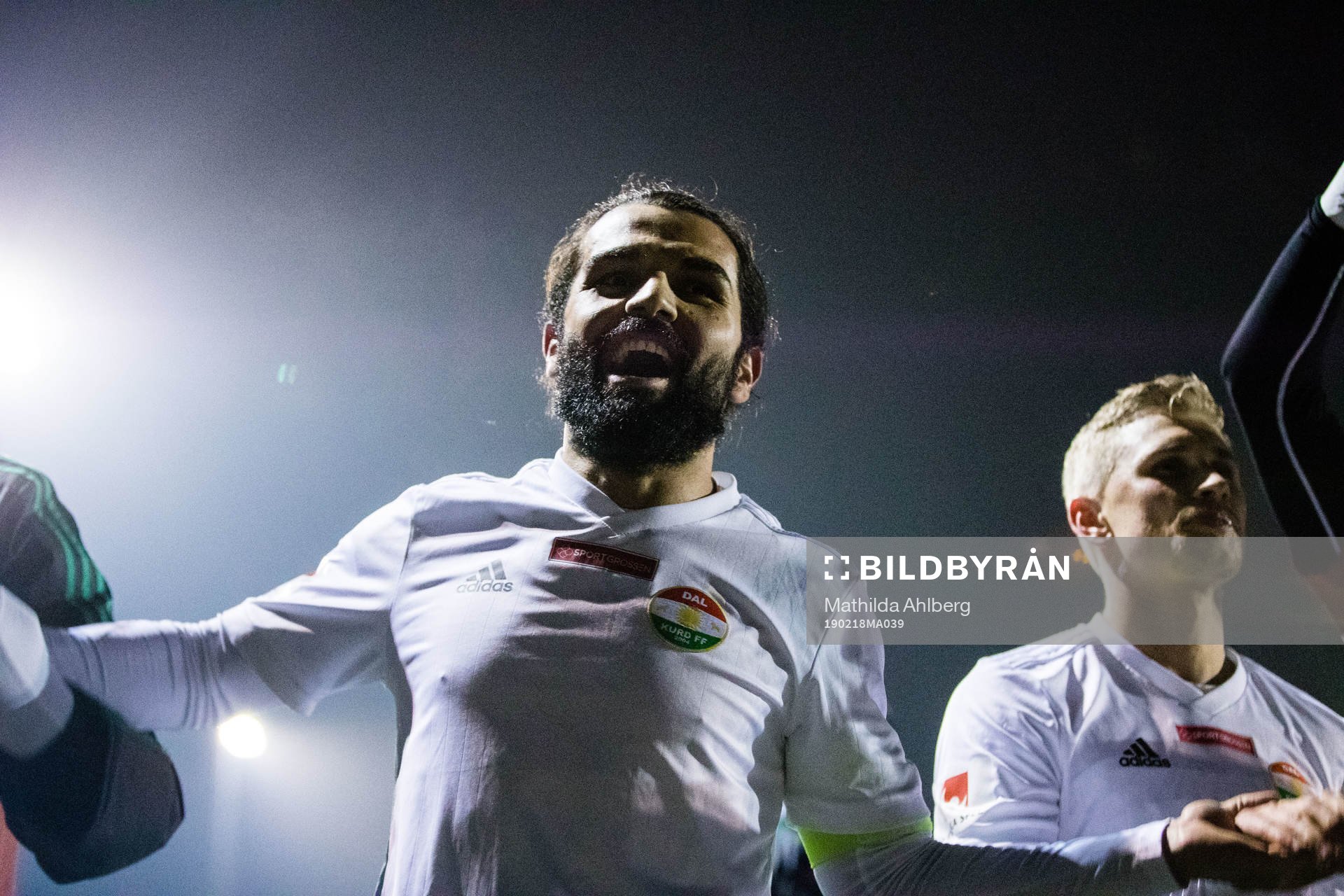 Dalkurds Peshraw Azizi jublar efter fotbollsmatchen i Svenska cupen mellan Eskilsminne och Dalkurd den 18 februari 2019 i Helsingborg.