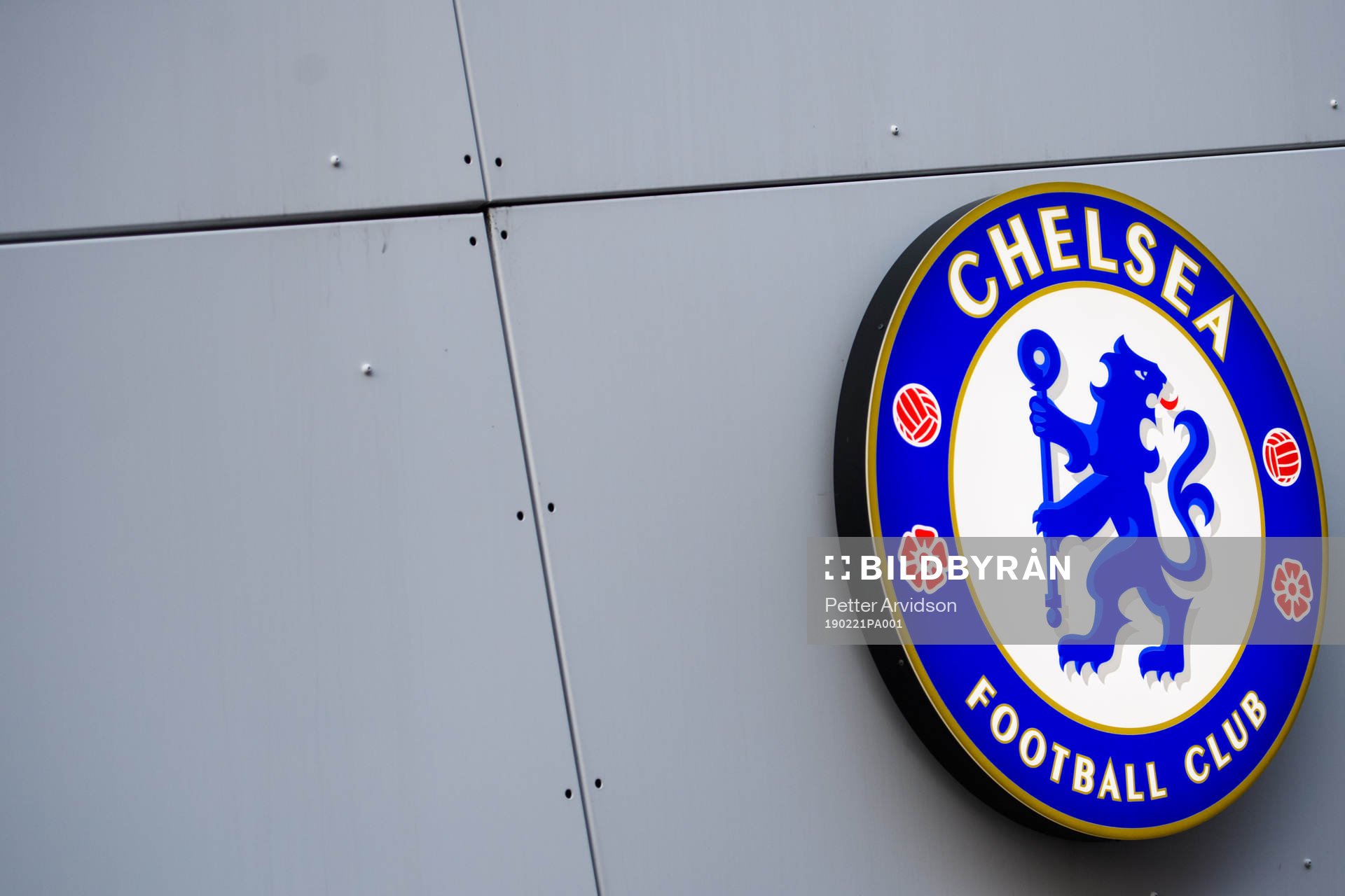 General view of a Chelsea logo prior to the Europa league