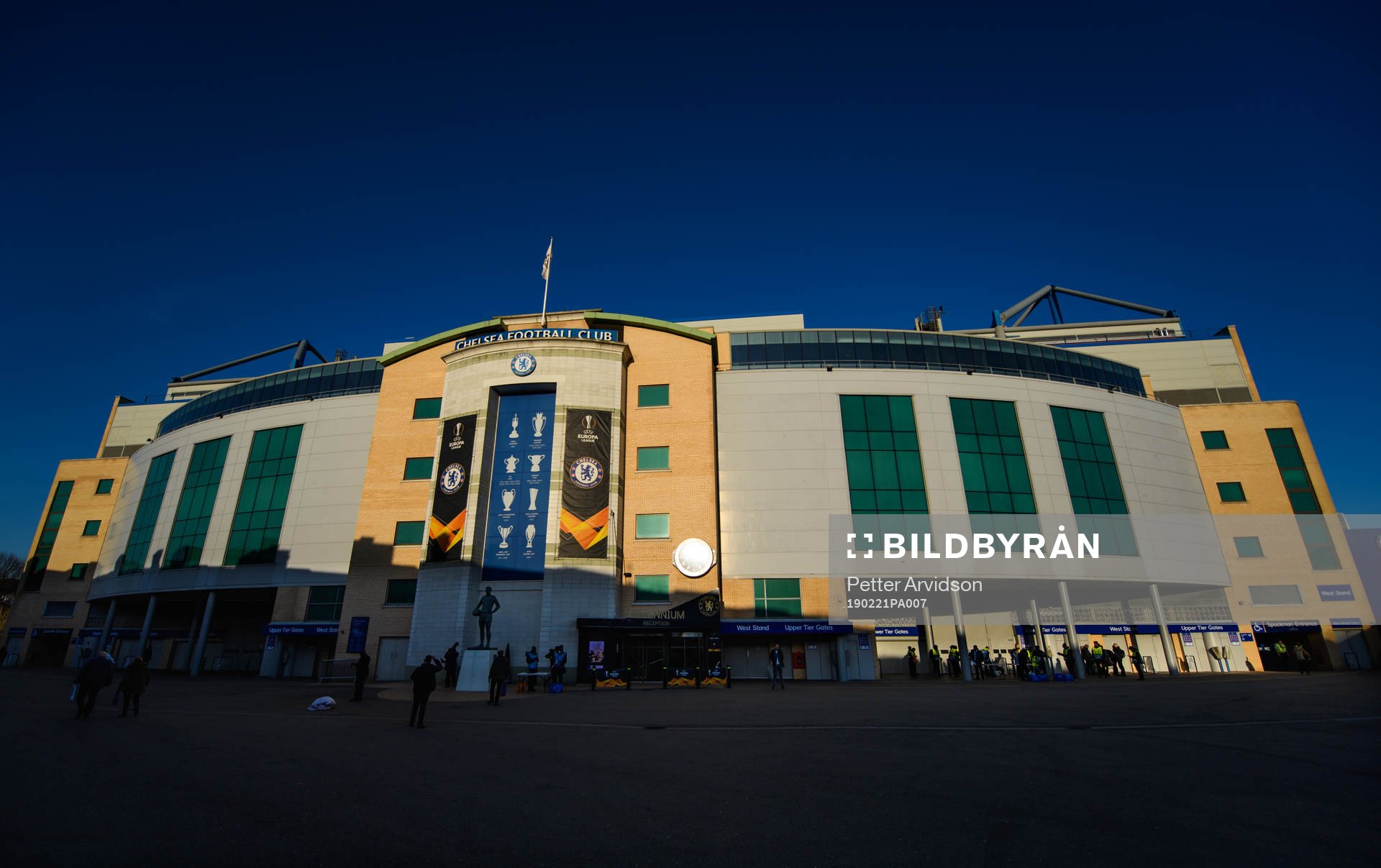 General view outside Stamford Bridge prior to the Europa league match between Chelsea and Malmö FF on February 21, 2019 in London.