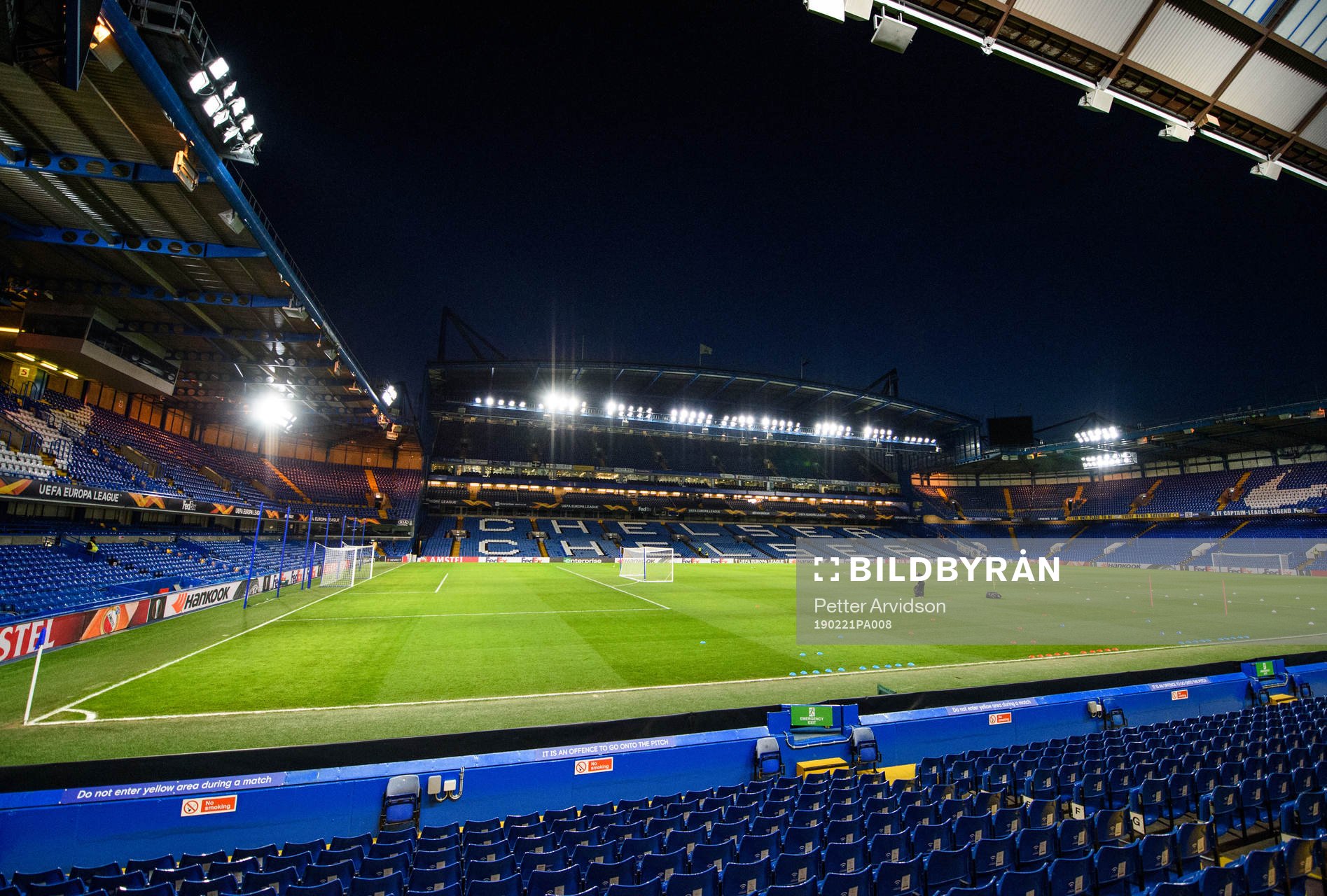General view inside Stamford Bridge prior to the Europa league match between Chelsea and Malmö FF on February 21, 2019 in London.