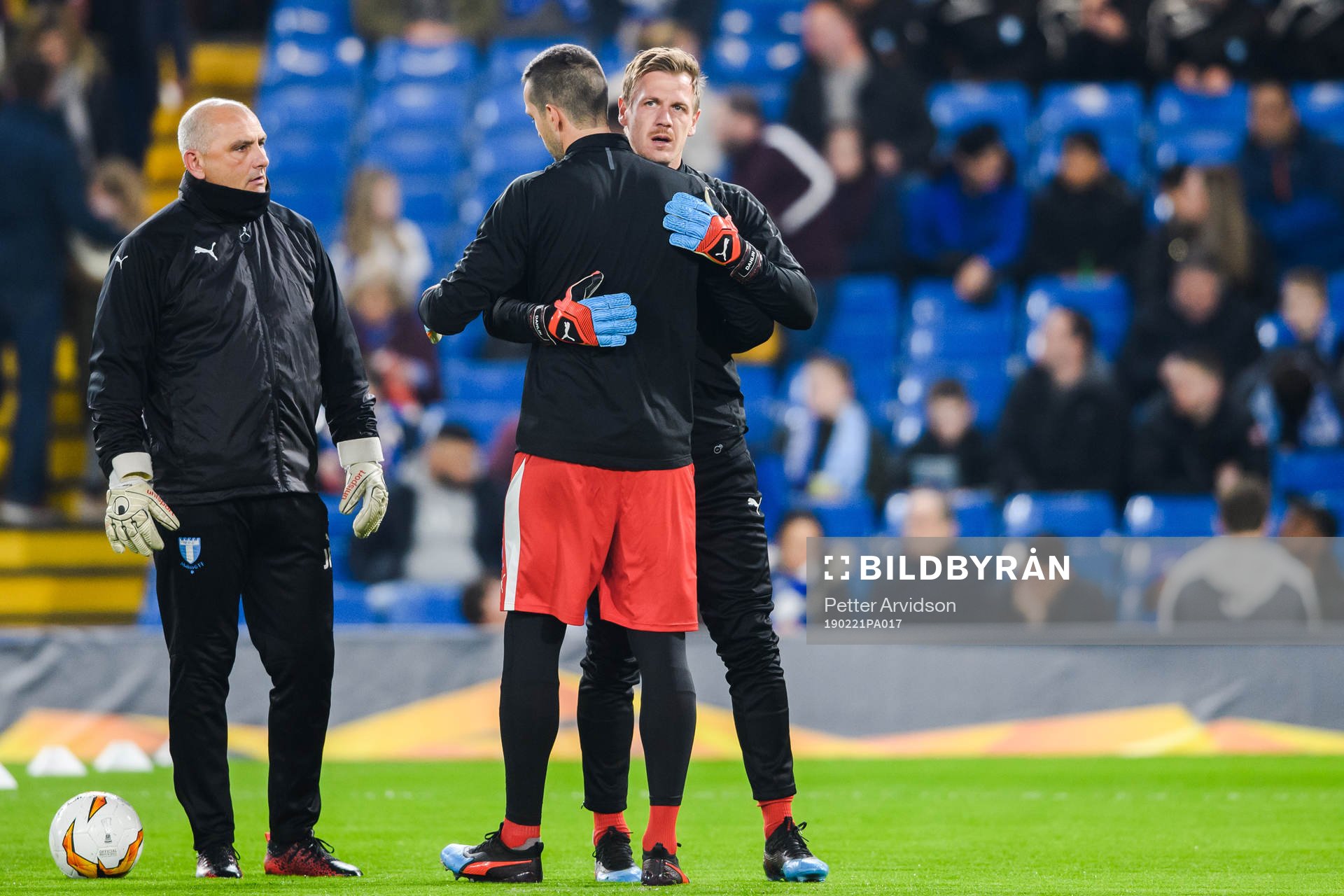 Goalkeeper Johan Dahlin and goalkeeper Dusan Melicharek of