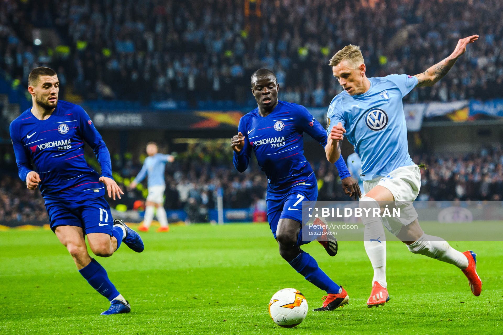 N'Golo Kante of Chelsea and Sören Rieks of Malmö FF