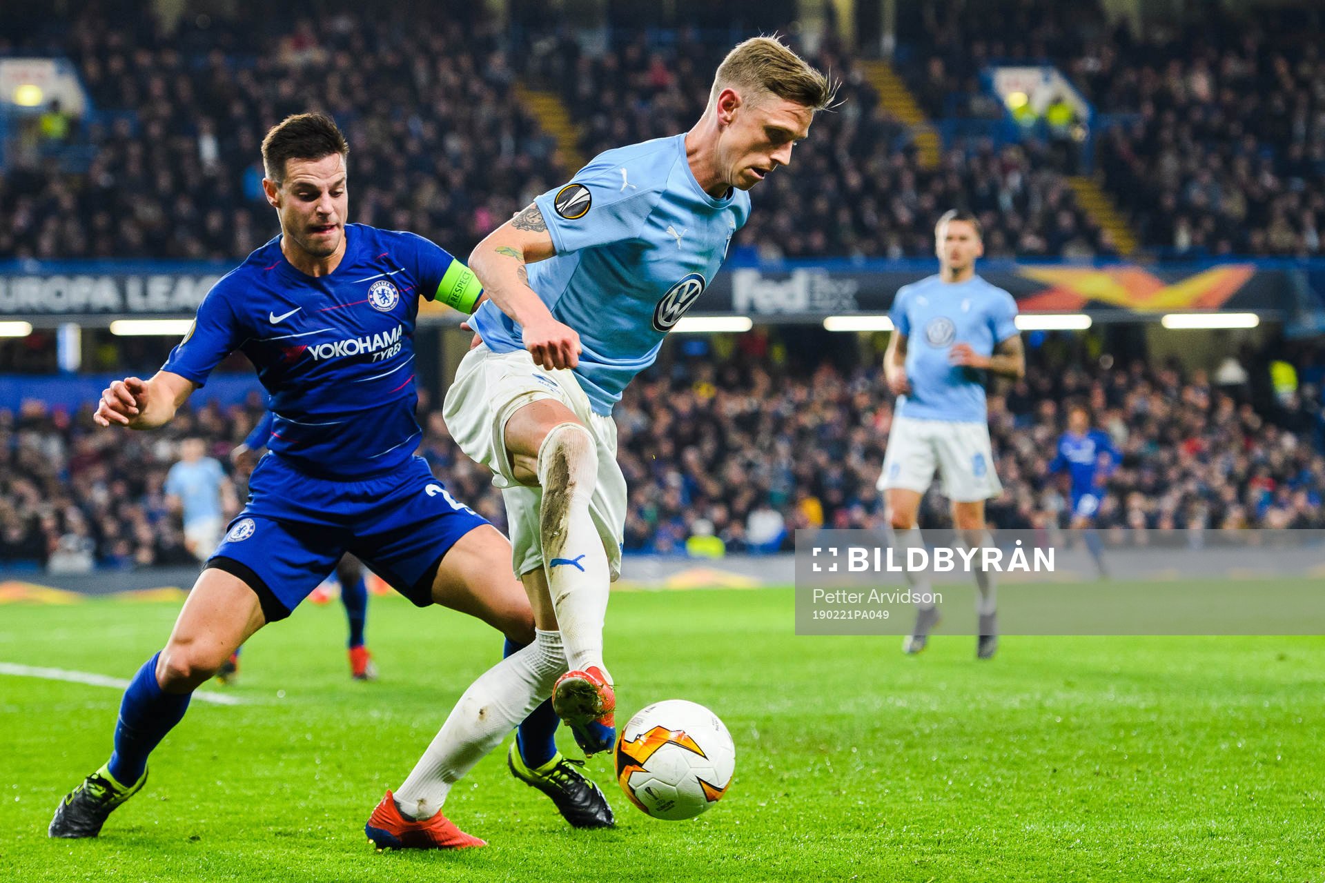 Sören Rieks of Malmö FF and Cesar Azpilicueta of Chelsea