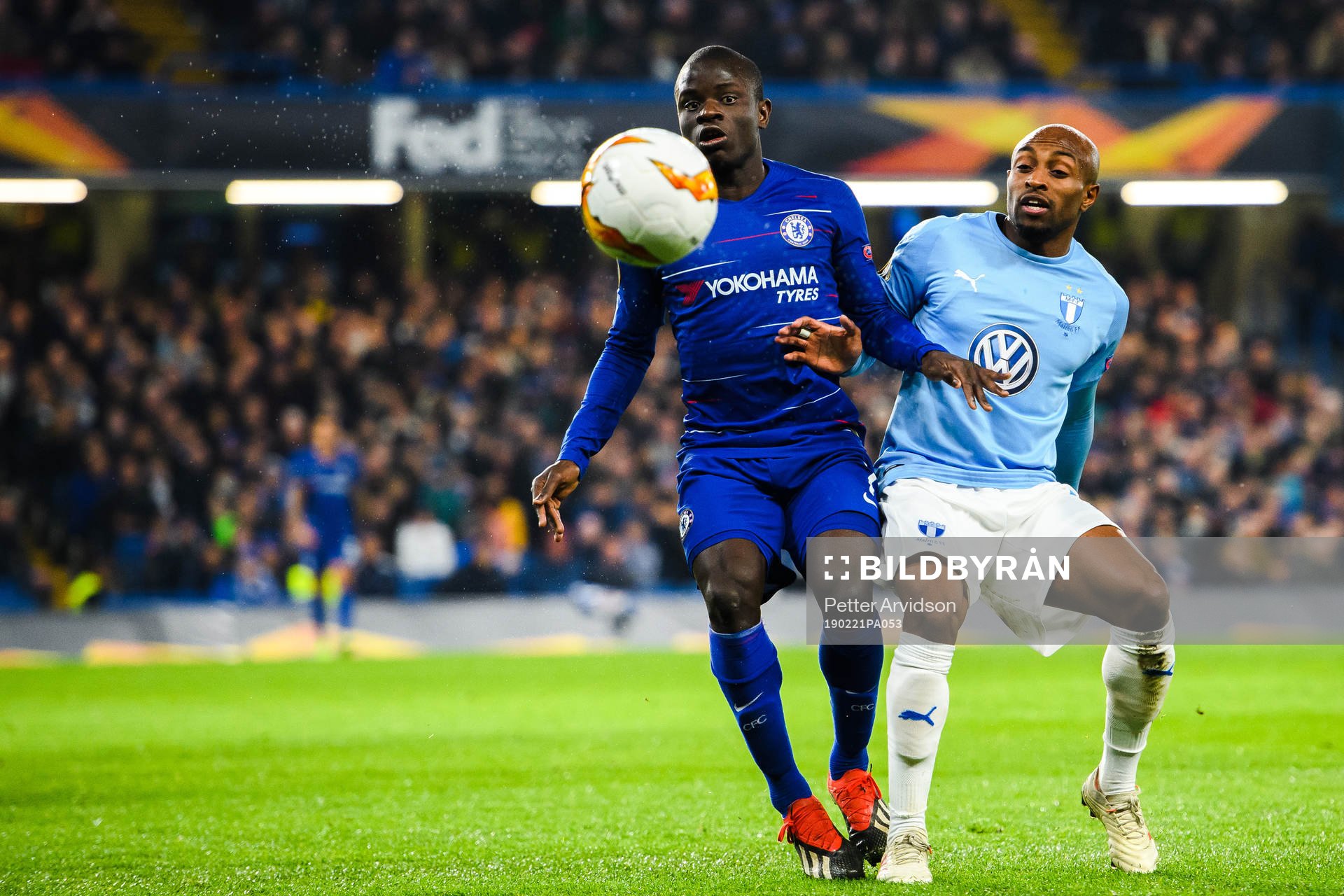 N'Golo Kante of Chelsea and Fouad Bachirou of Malmö FF
