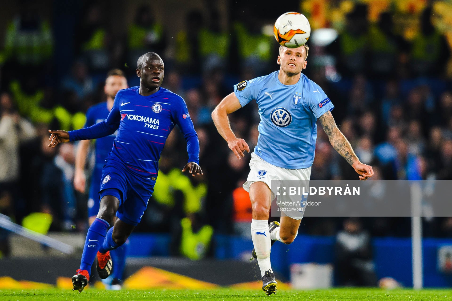 Arnor Traustason of Malmö FF and N'Golo Kante of Chelsea