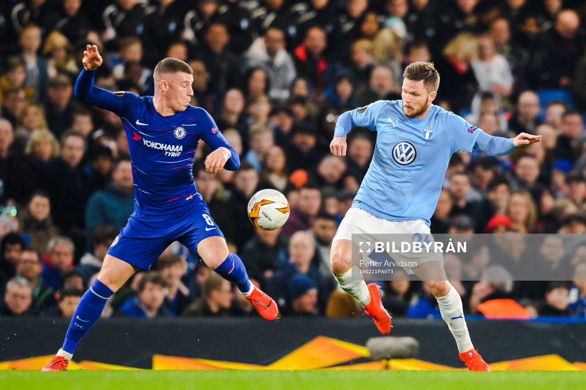 Ross Barkley of Chelsea and Lasse Nielsen of Malmö FF