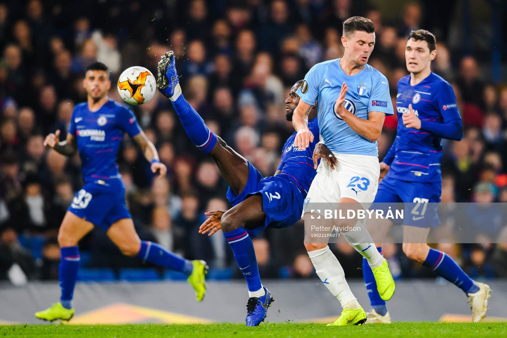 Antonio Rüdiger of Chelsea and Marcus Antonsson of Malmö