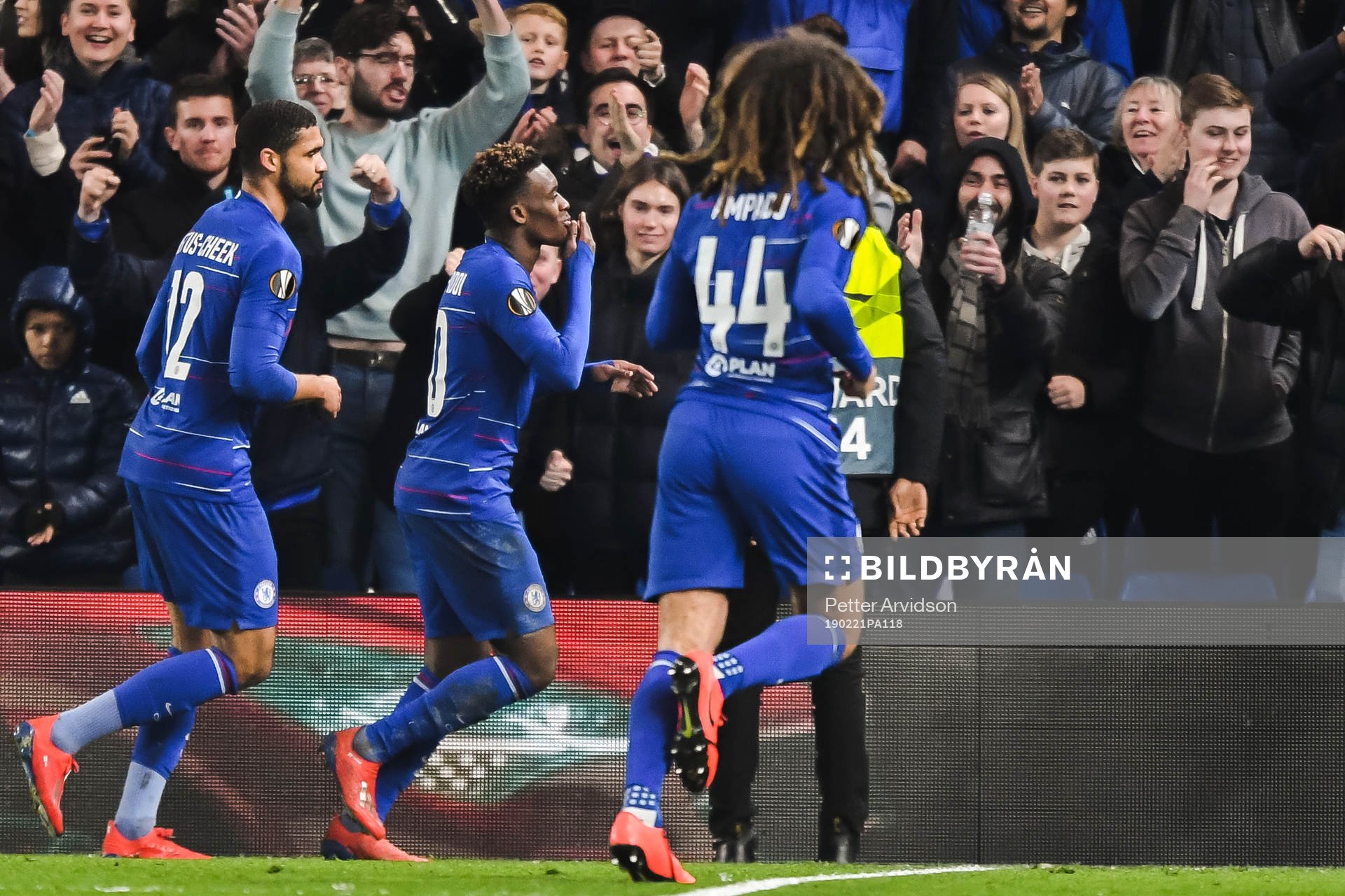 Callum Hudson-Odoi of Chelsea celebrates