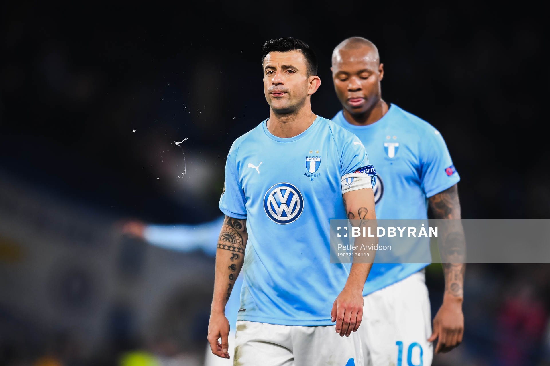 Behrang Safari and Carlos Strandberg of Malmö FF looks