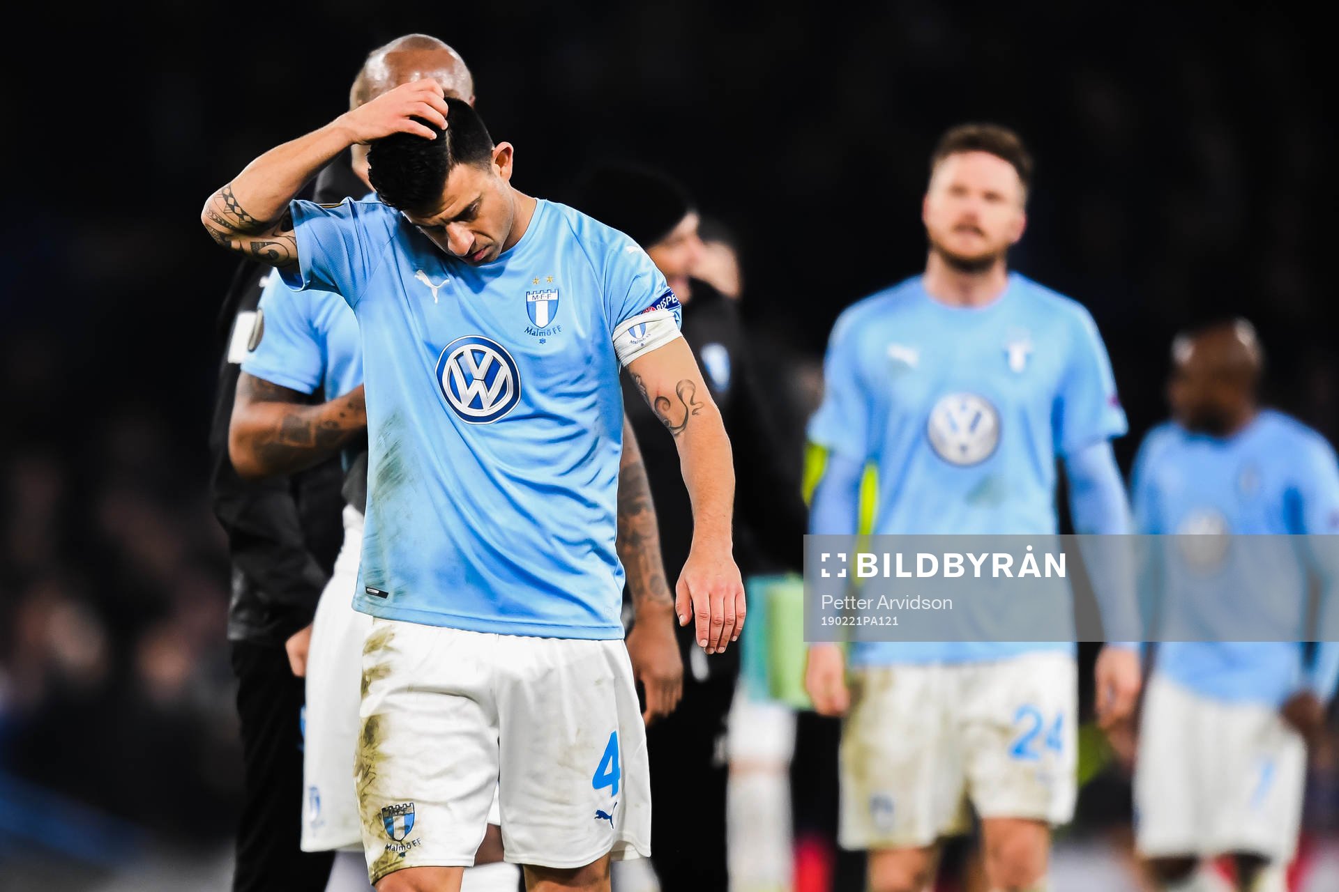 Behrang Safari of Malmö FF looks dejected