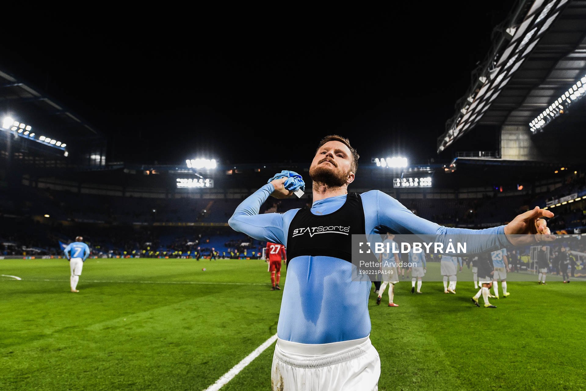 Lasse Nielsen of Malmö FF throws away his shirt