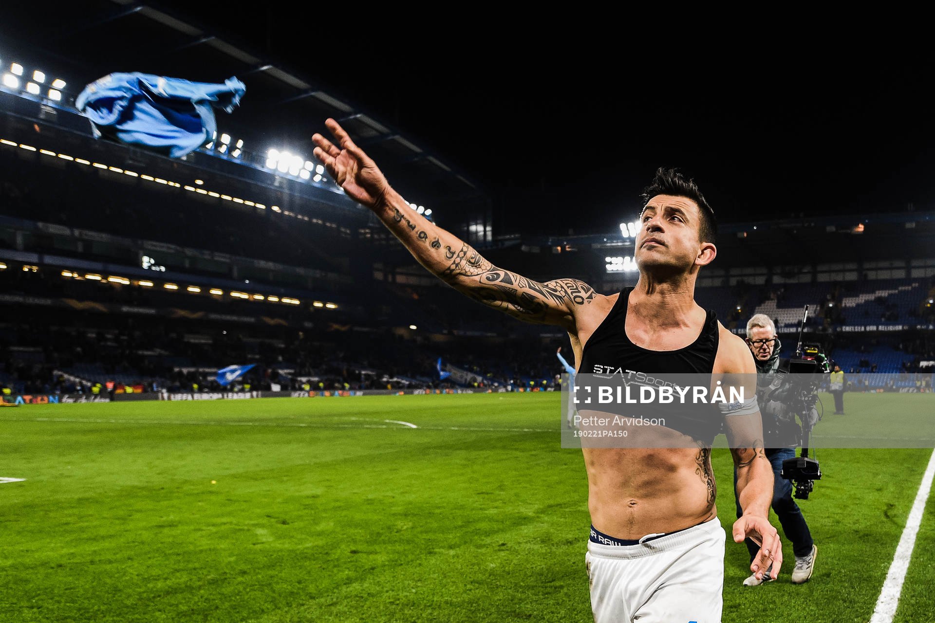Behrang Safari of Malmö FF throws away his shirt