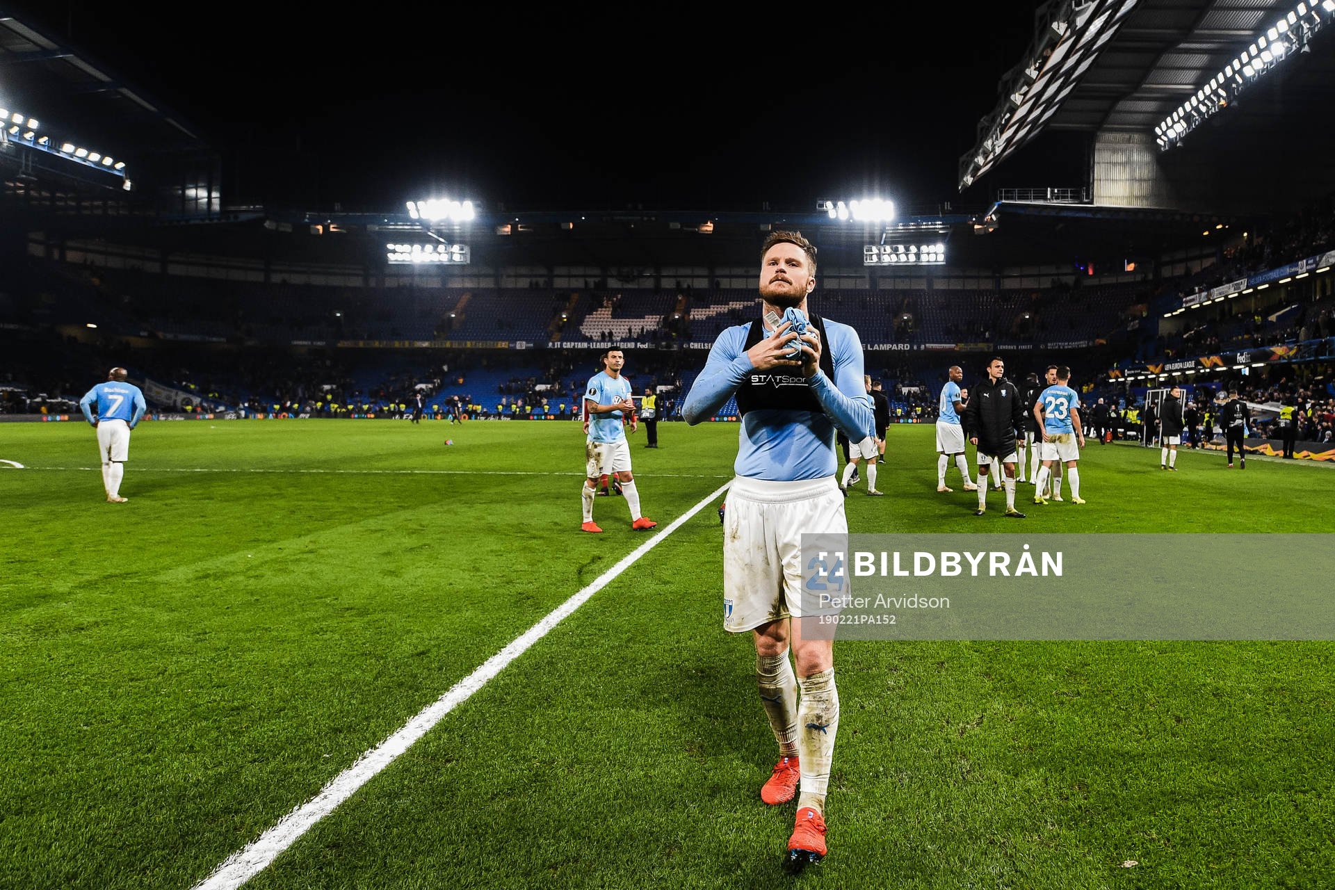 Lasse Nielsen of Malmö FF throws away his shirt