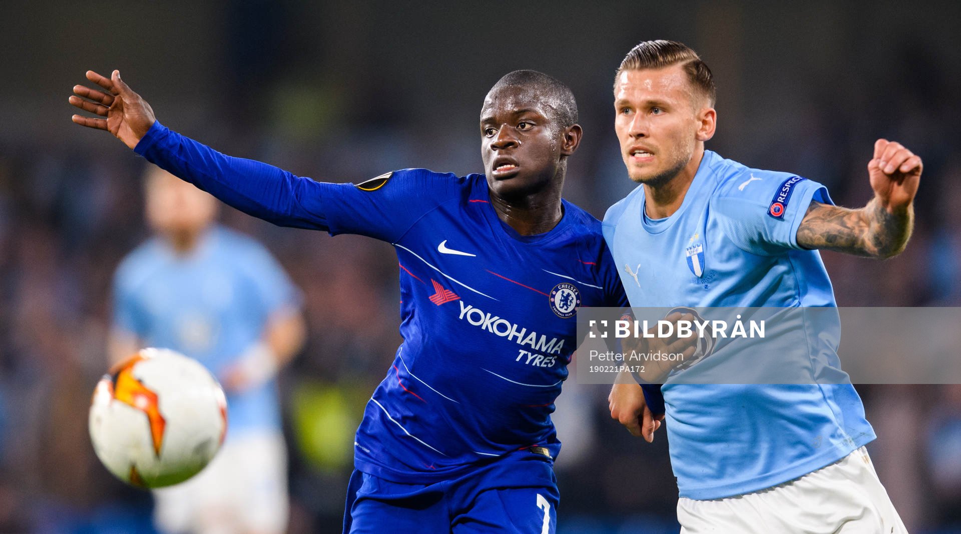 N'Golo Kante of Chelsea in action with Arnor Traustason of