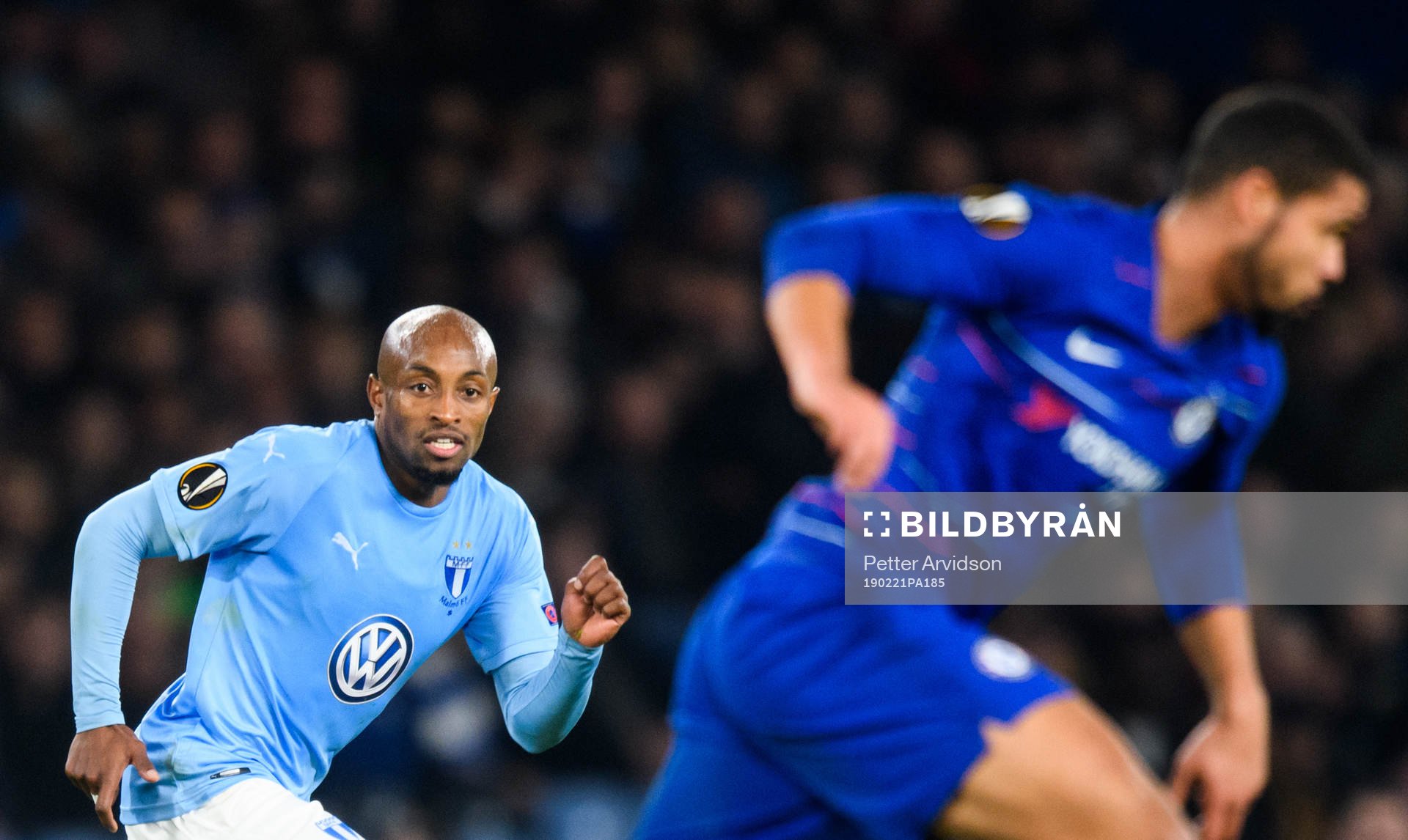 Fouad Bachirou of Malmö FF during the Europa league match between Chelsea and Malmö FF on February 21, 2019 in London.