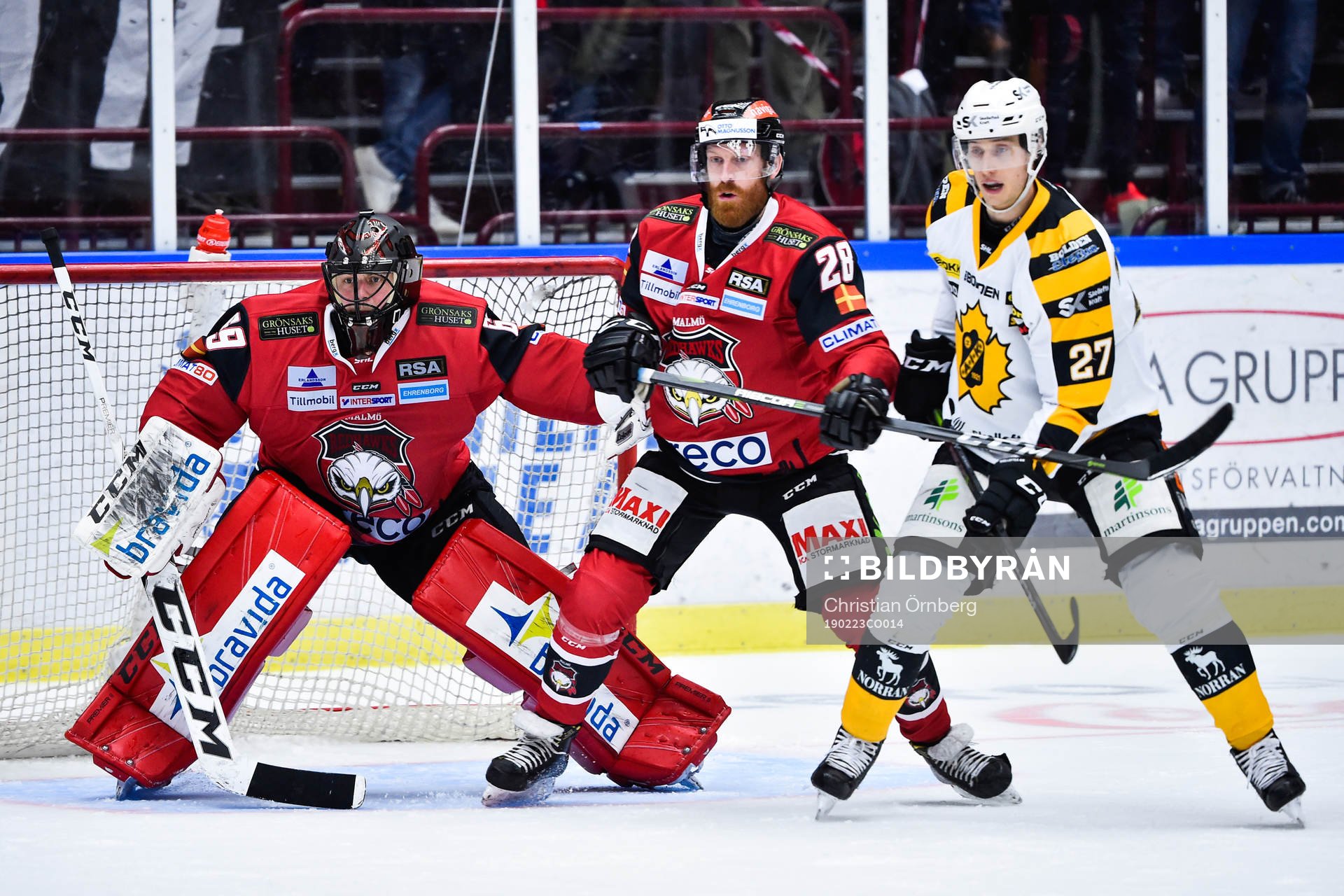 Malmö Redhawks målvakt Oscar Alsenfelt och Jens Olsson