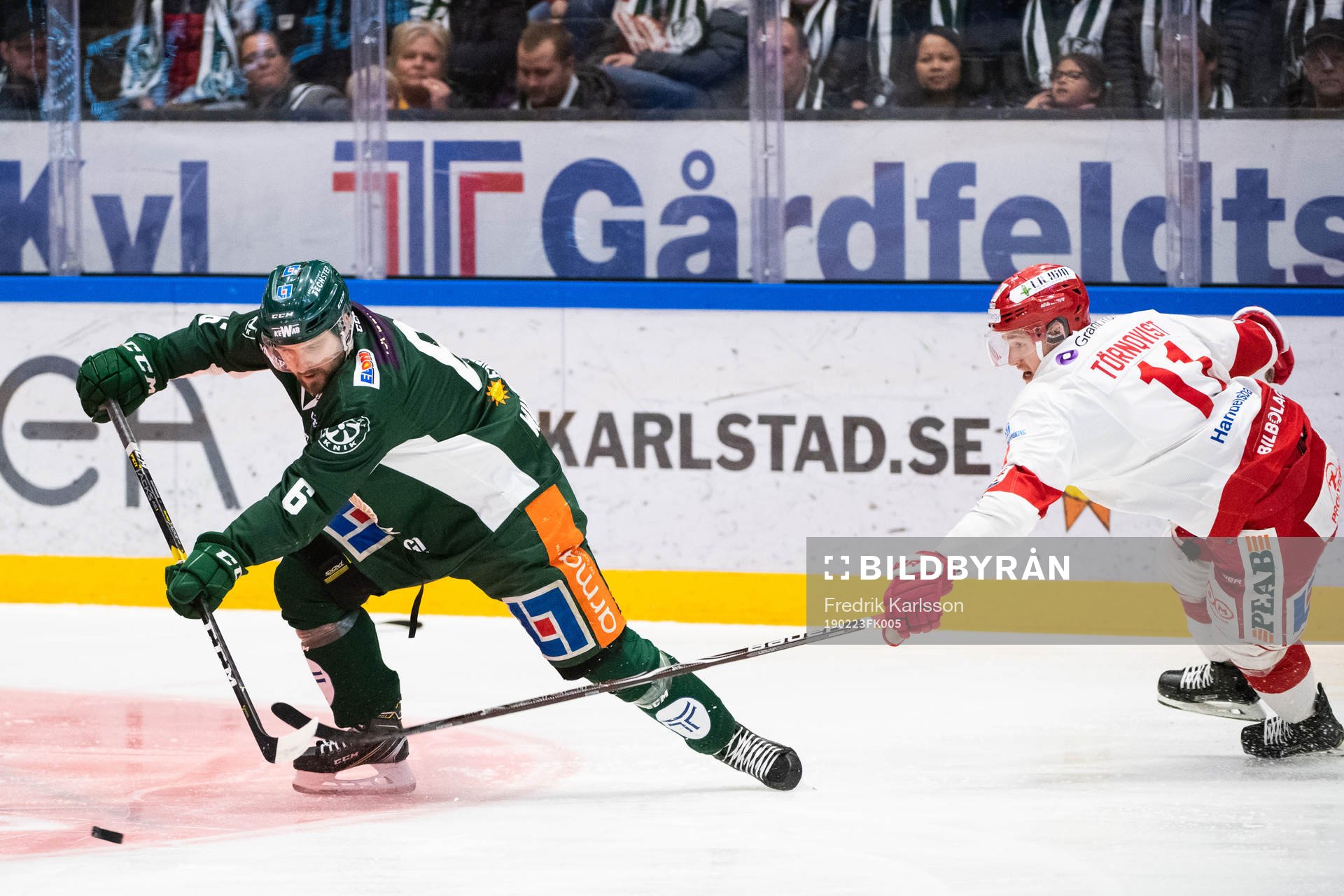 Färjestads Mikael Wikstrand och Timrås Henrik Törnqvist