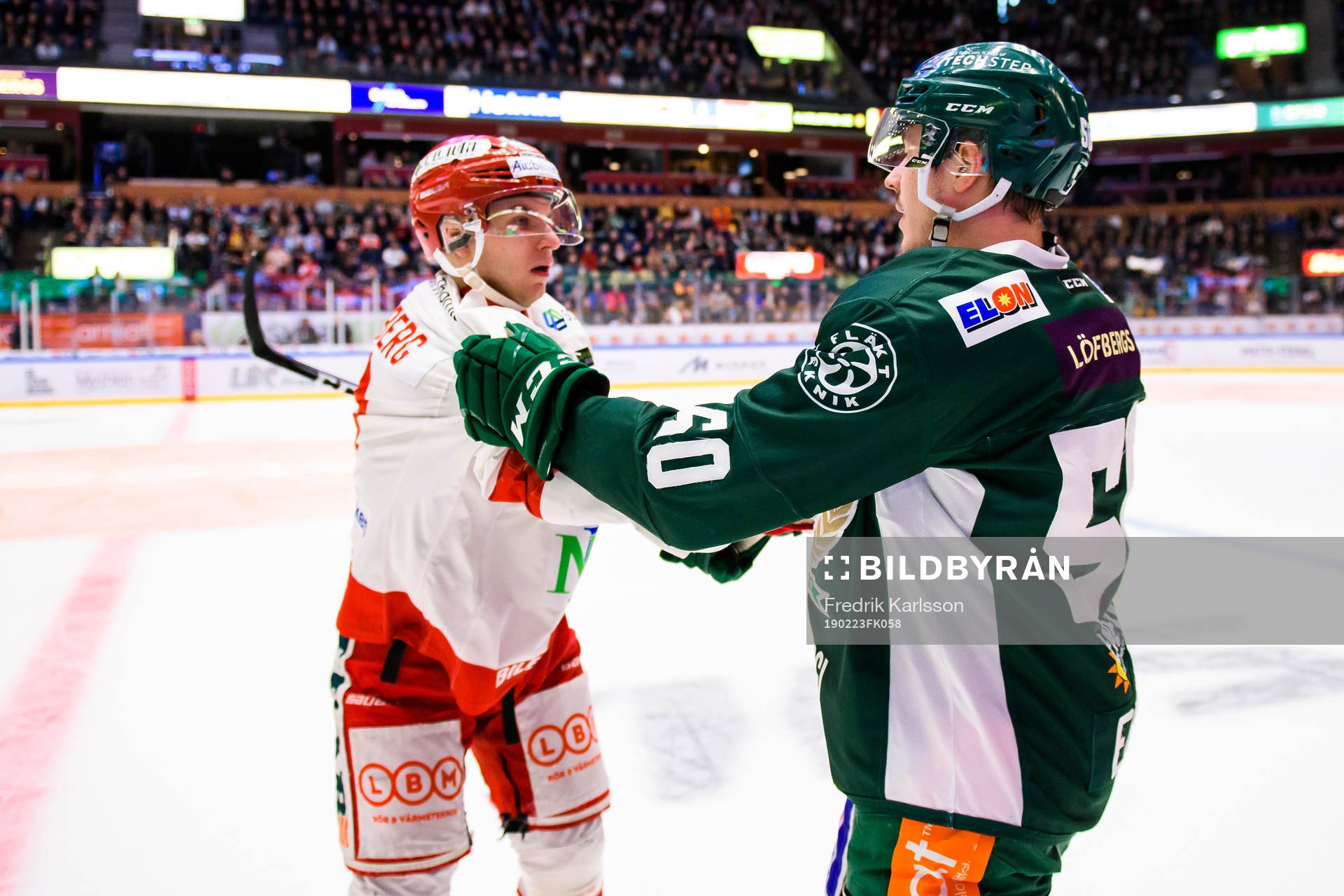 Timrås Rickard Palmberg och Färjestads Sebastian Erixon