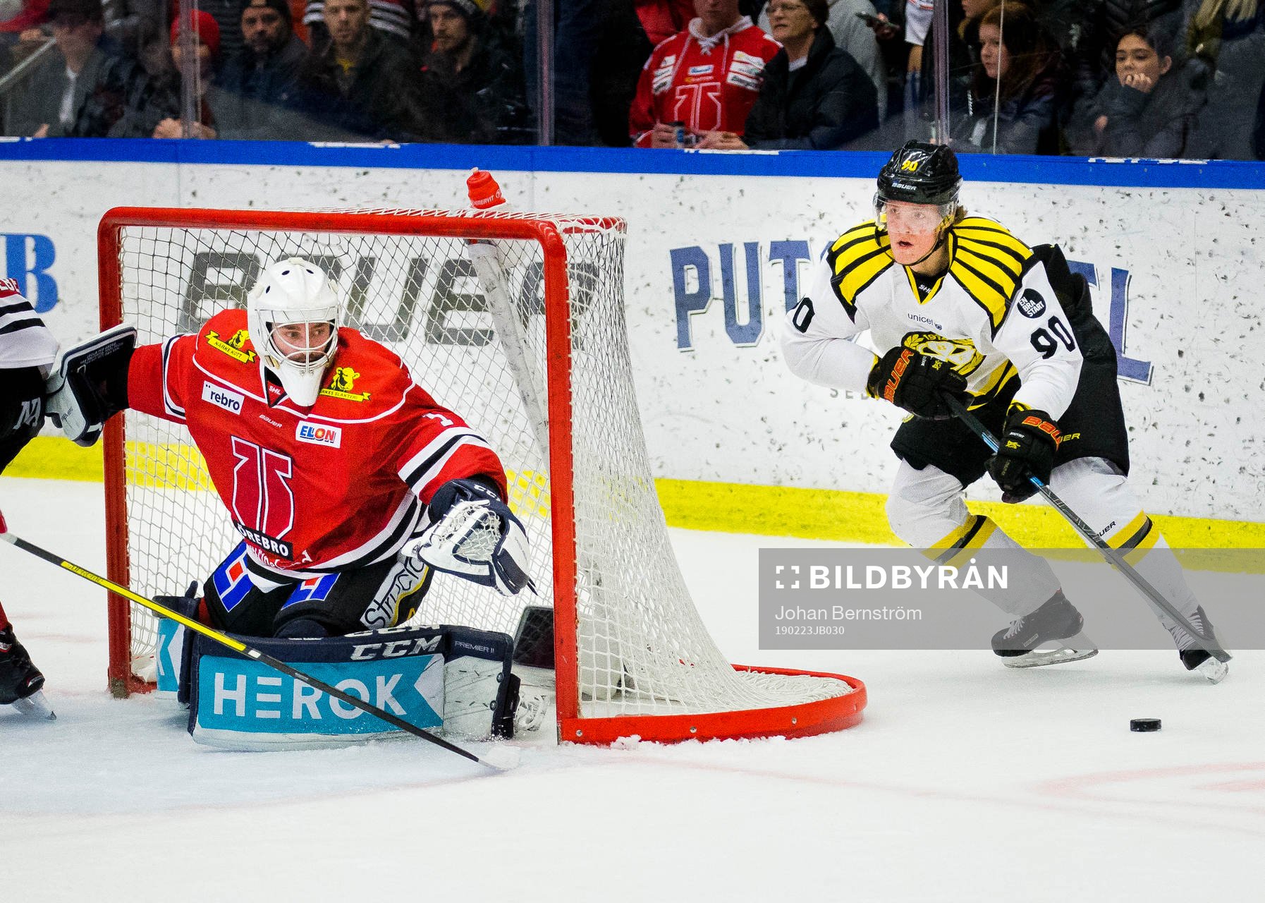 Örebros målvakt Jhonas Enroth och Brynäs Jesper Boqvist