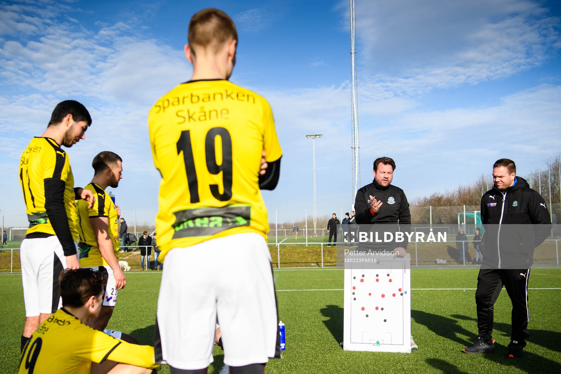 Lunds tränare Jack Majgaard Jensen under en träningsmatch i fotboll mellan Landskrona och Lunds BK den 23 februari 2019 i Landskrona.