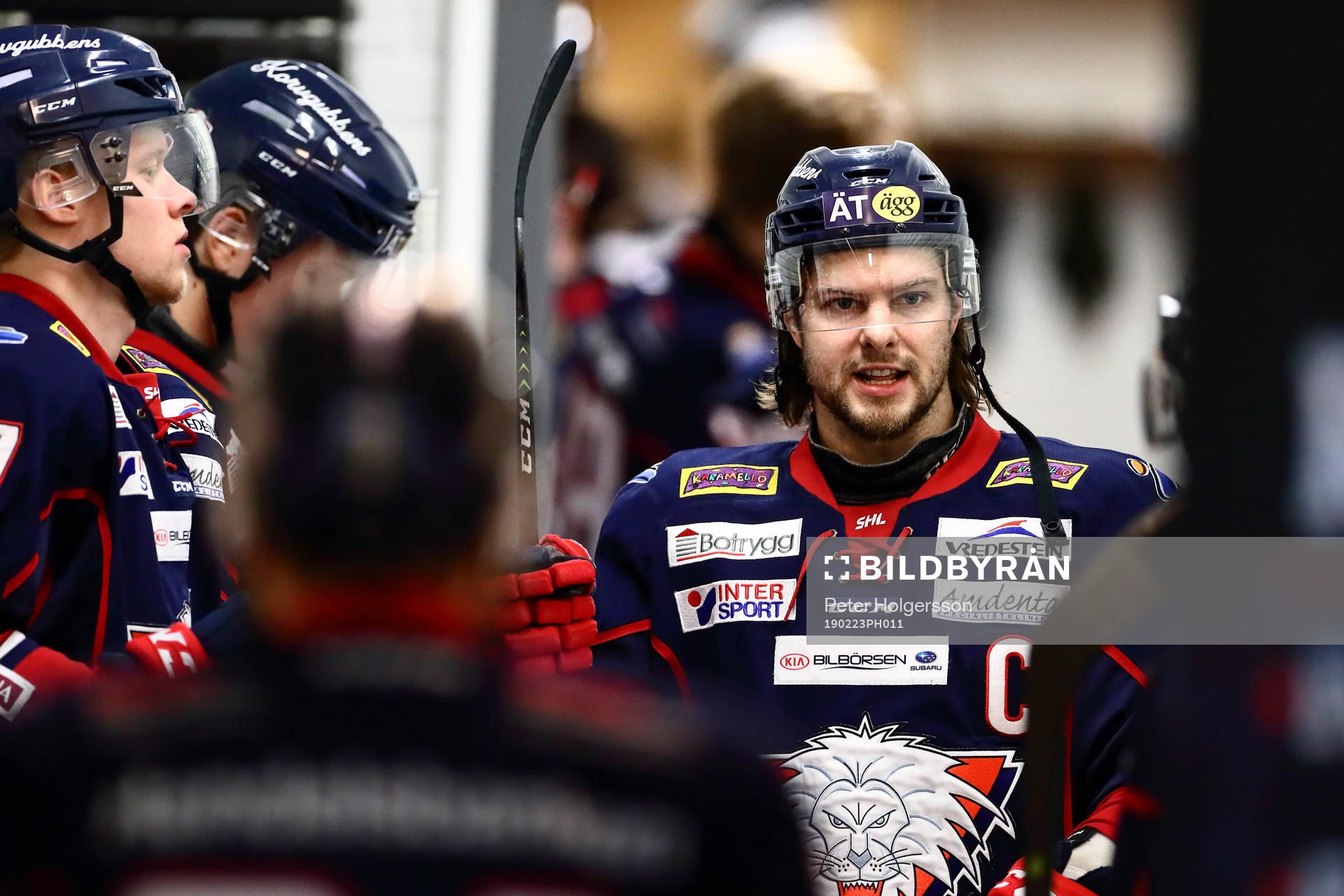 Linköpings Andrew Gordon före ishockeymatchen i SHL