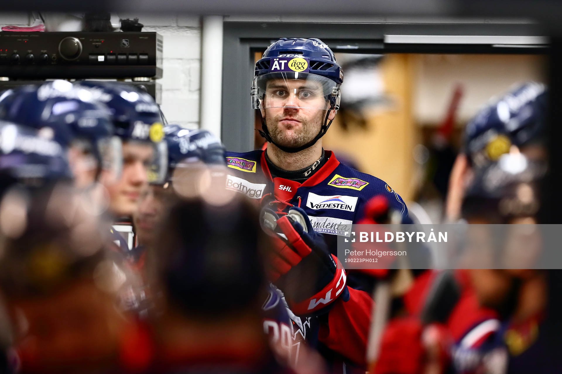 Linköpings Dan Pettersson före ishockeymatchen i SHL