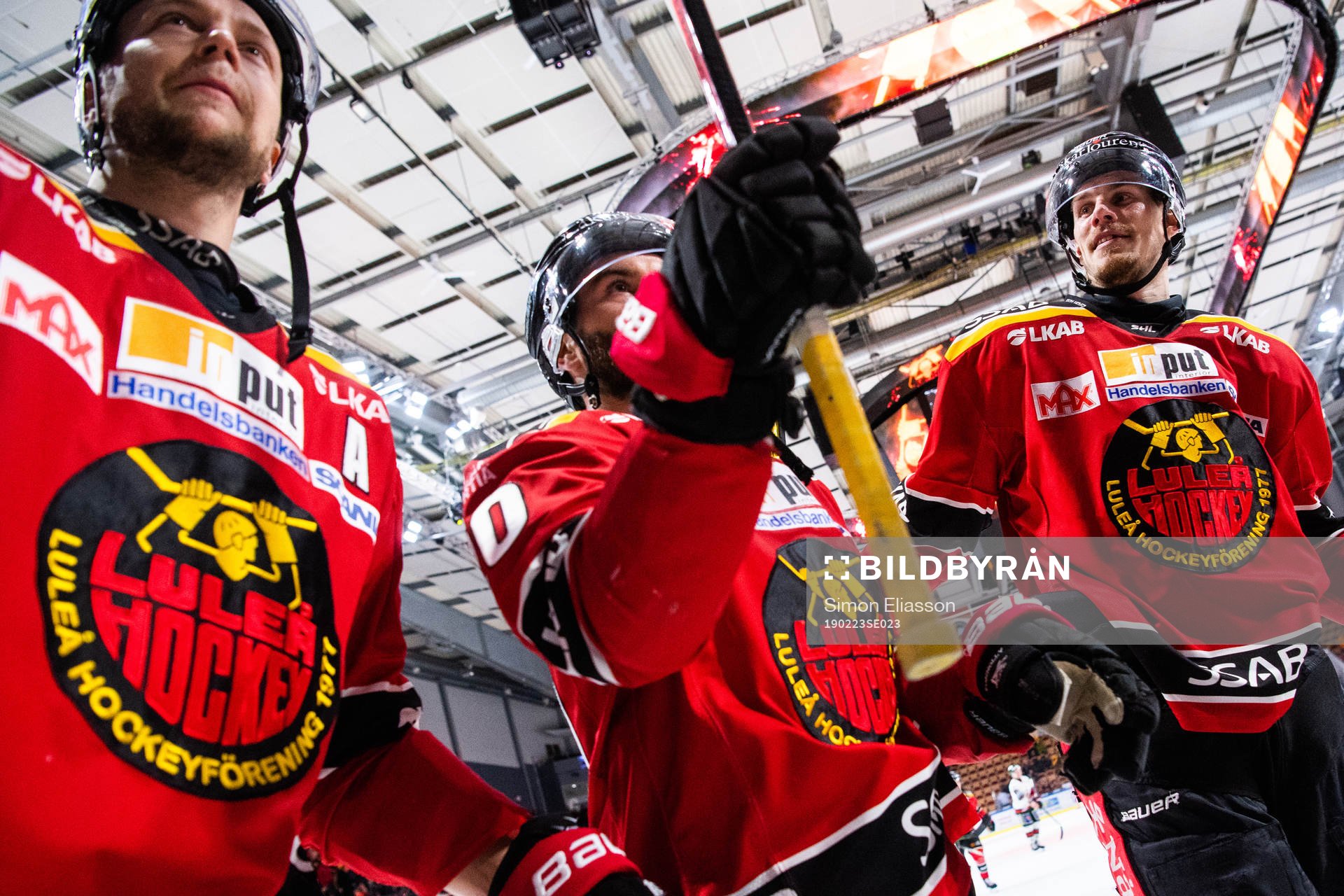 Luleås Johan Harju, Jack Connolly och Emil Larsson jublar
