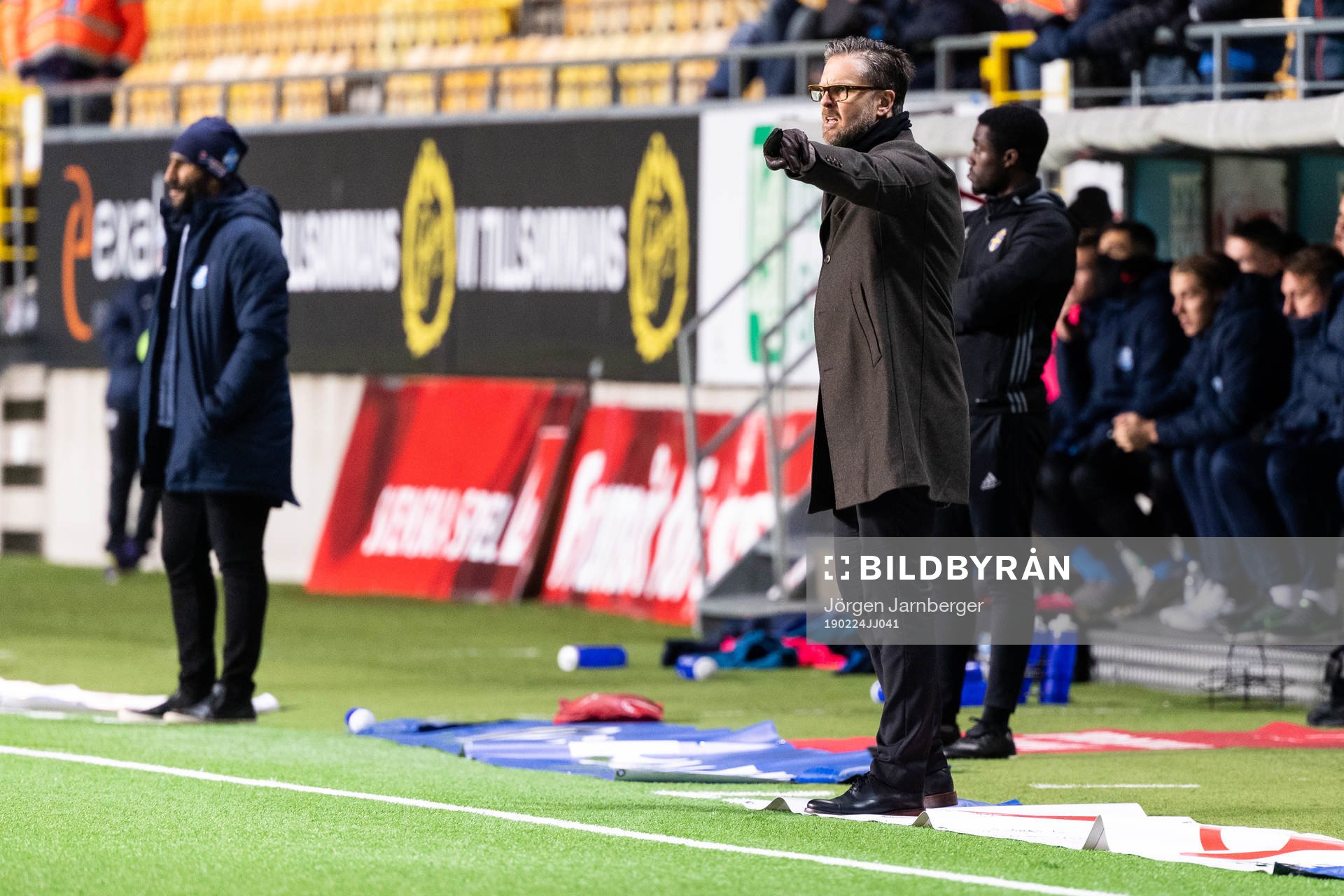 AIKs tränare Rikard Norling under fotbollsmatchen i Svenska cupen mellan Norrby och AIK den 24 februari 2019 i Borås.
