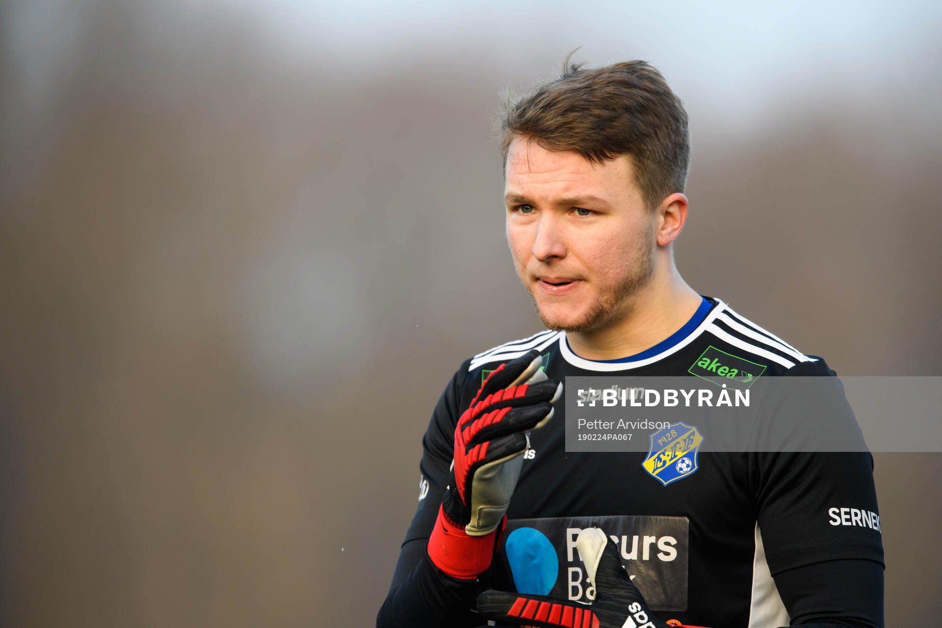 Eskilsminnes målvakt Pontus Löfvenmark under fotbollsmatchen i Svenska Cupen mellan Eskilsminne och Hammarby den 24 februari 2019 i Helsingborg.