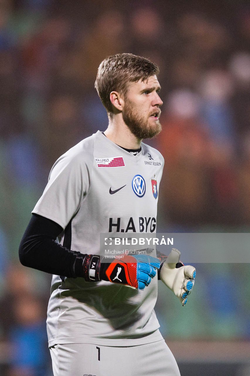 Örgrytes målvakt Fredrik Andersson under fotbollsmatchen i Svenska Cupen mellan Örgryte och Jönköping den 24 februari 2019 i Göteborg.