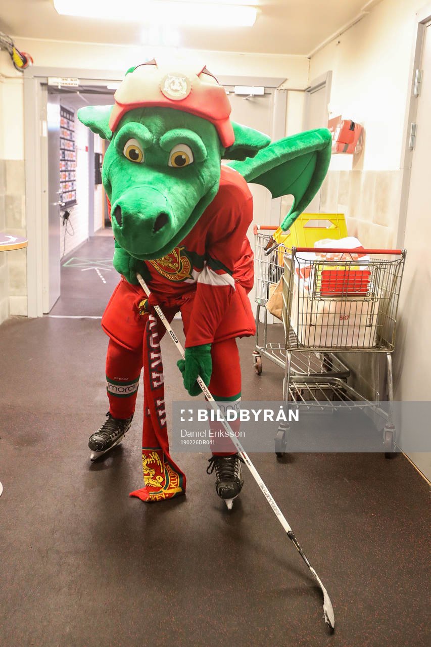 Draken innan ishockeymatchen i SHL mellan Mora och Brynäs