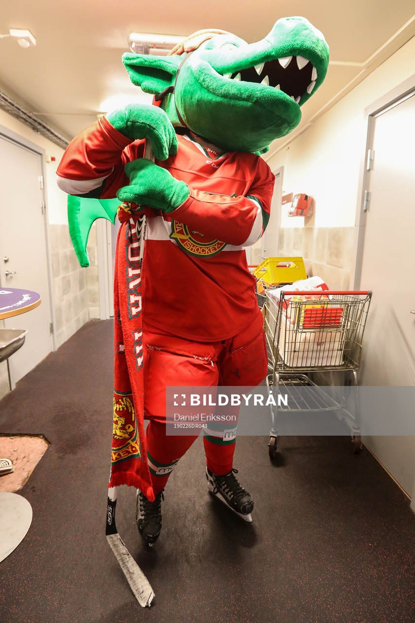 Draken innan ishockeymatchen i SHL mellan Mora och Brynäs