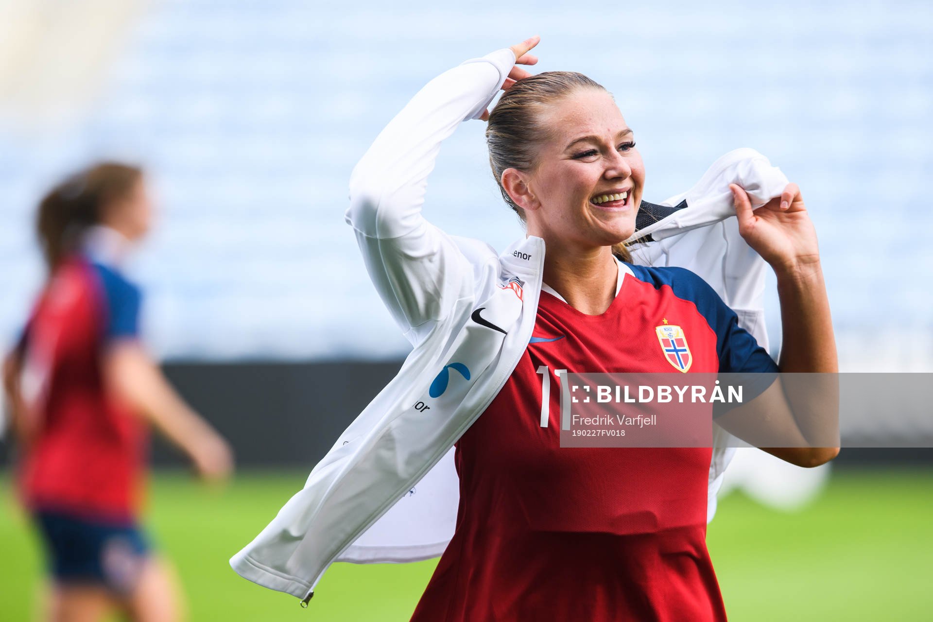 Lisa-Marie Karlseng Utland of Norway celebrates after the Algarve Cup match between Norway and Denmark on February 27, 2019 in Faro.