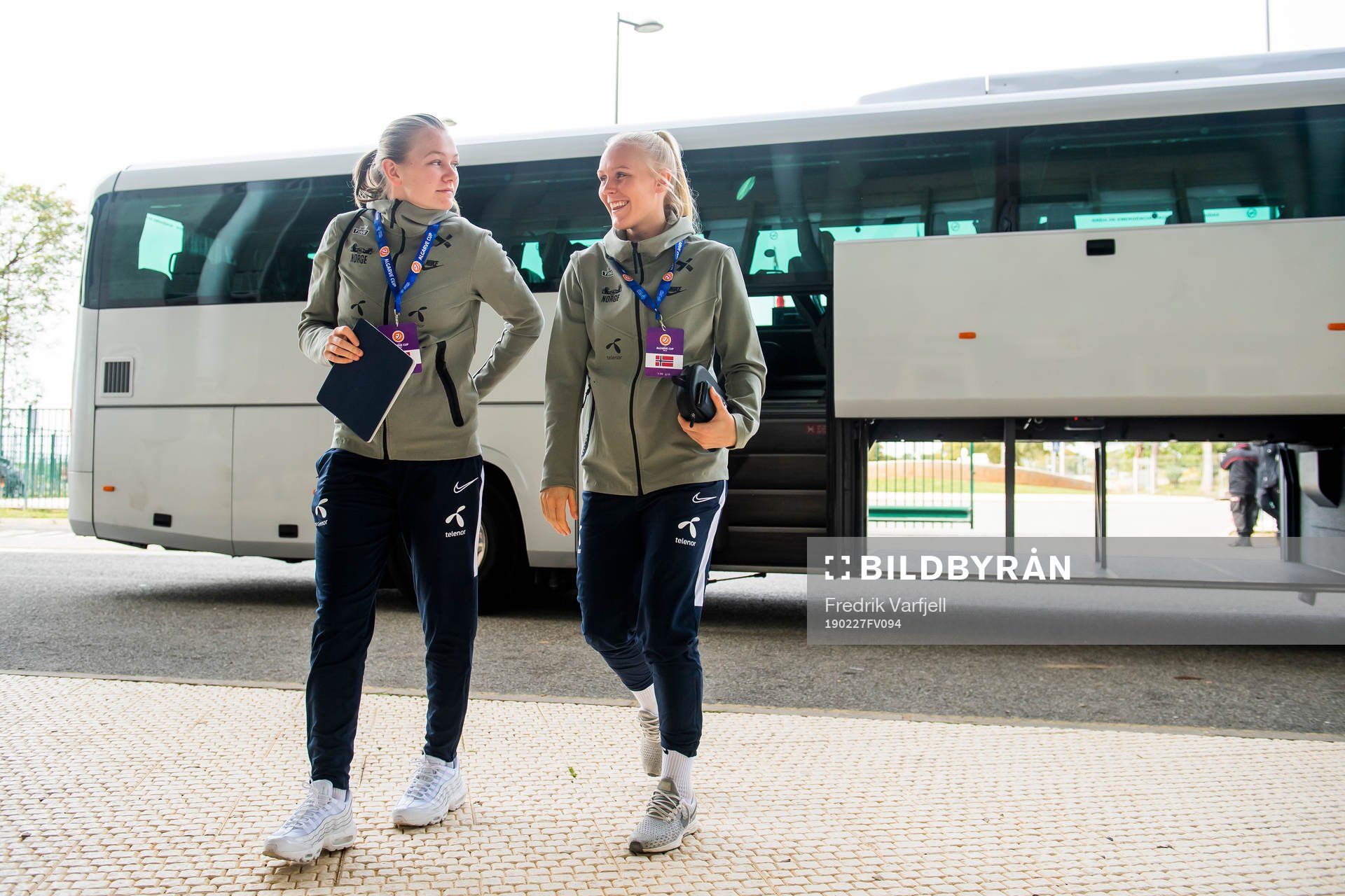 Frida Maanum and Maria Thorisdottir of Norway arrive the