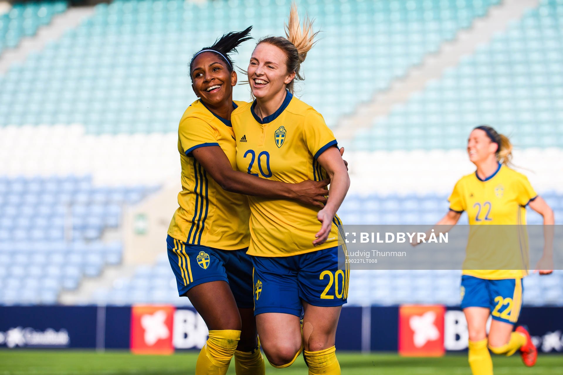 Mimmi Larsson and Madelen Janogy of Sweden  celebrates