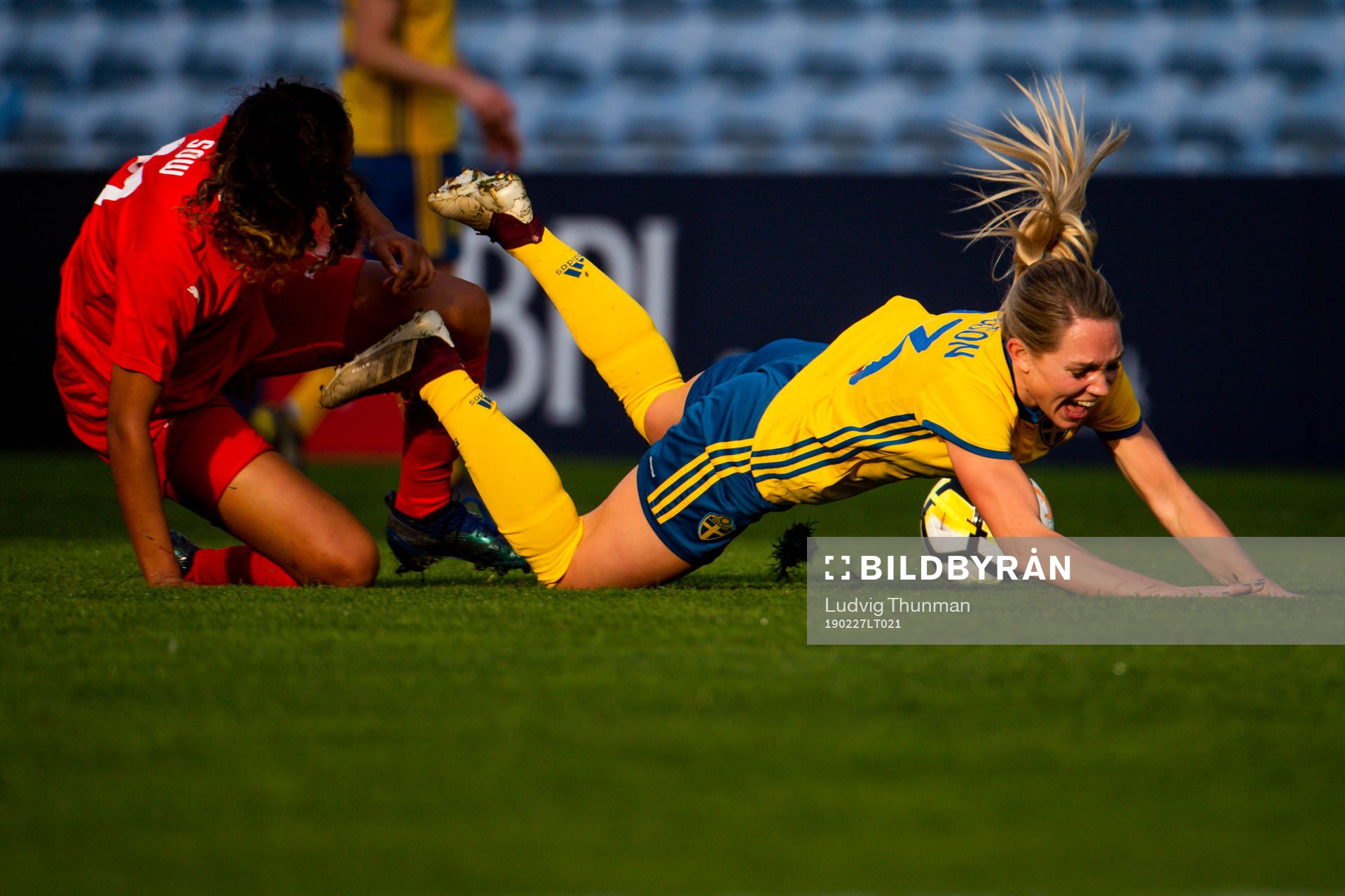 Mimmi Larsson of Sweden falls