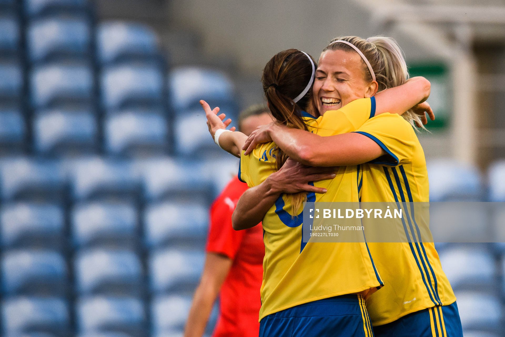 Hanna Glas and Kosovare Asllani of Sweden  celebrates