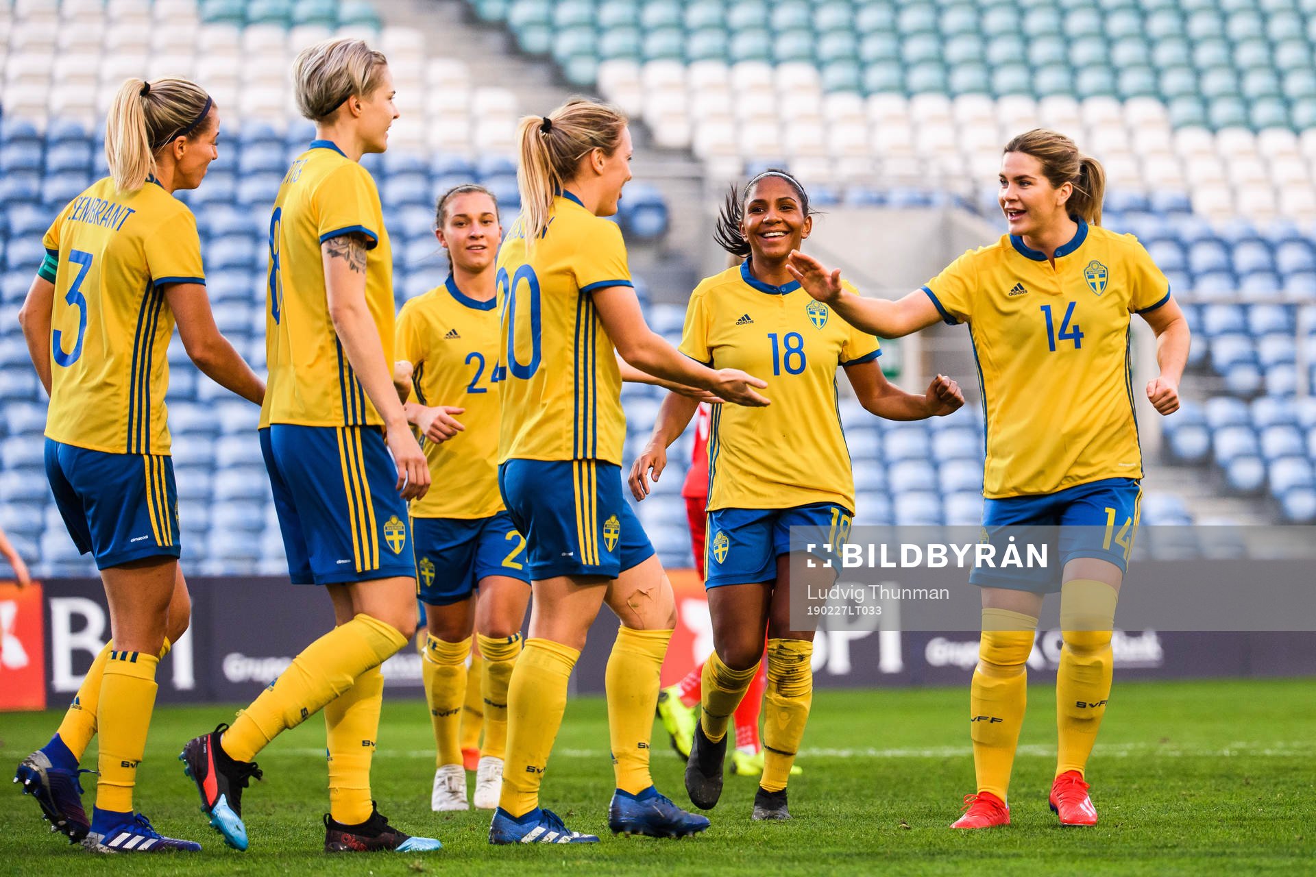 Madelen Janogy, Hanna Folkesson and Mimmi Larsson of Sweden