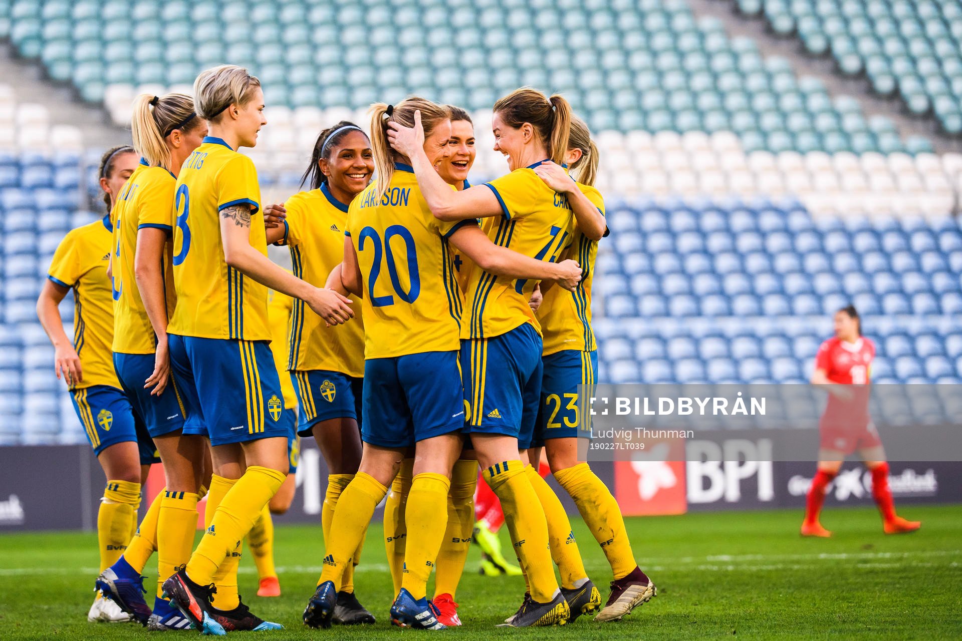 Mimmi Larsson and Mia Carlsson of Sweden  celebrates with