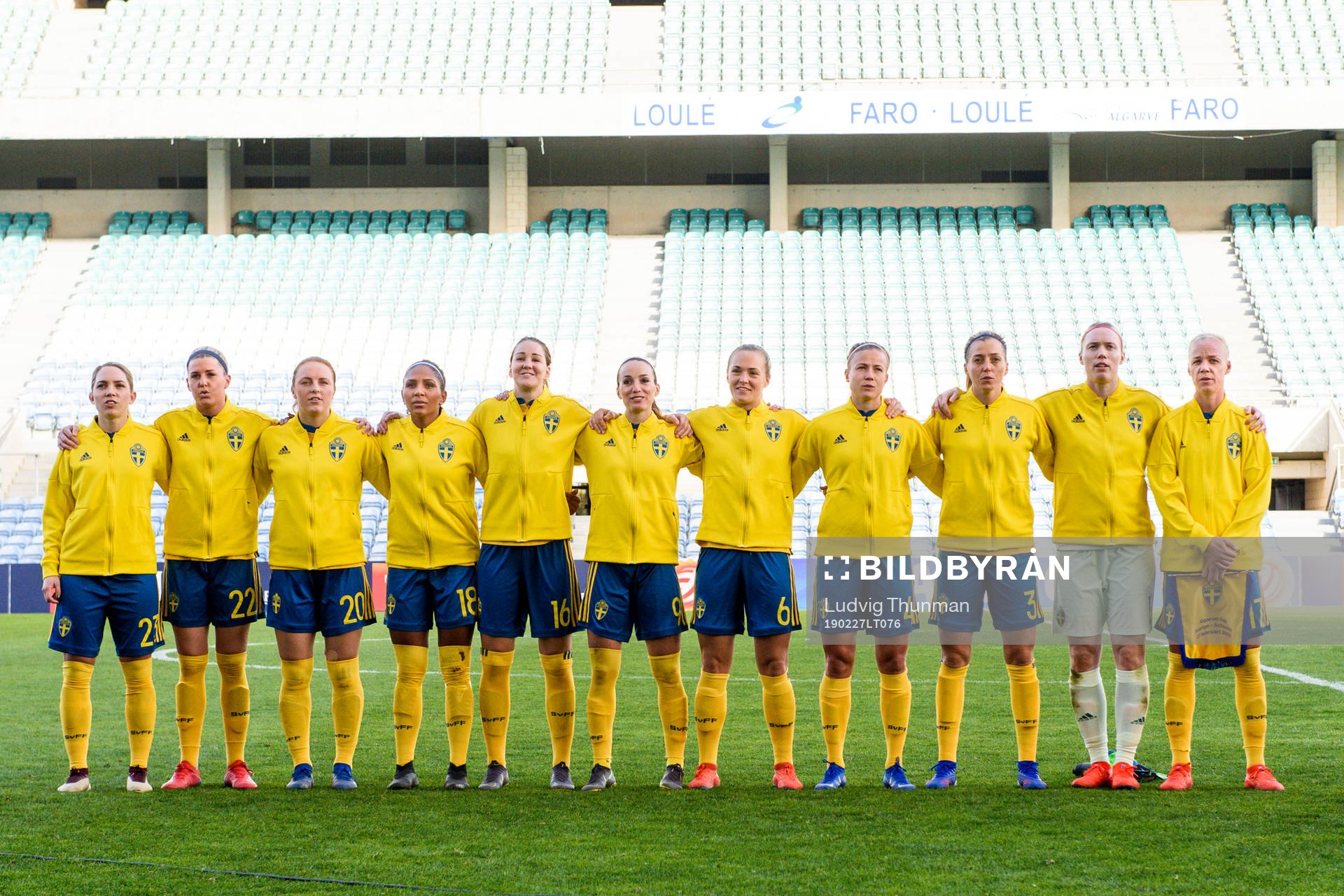 Players of Sweden line up
