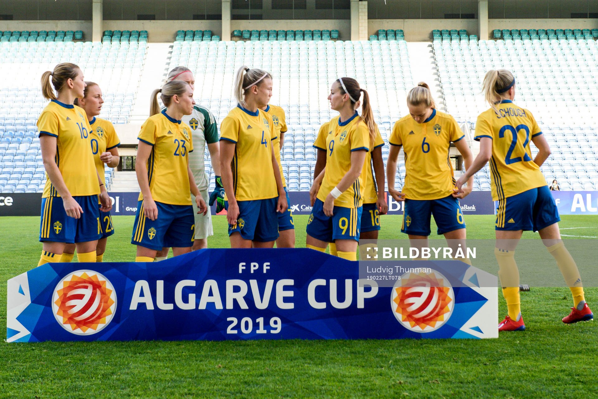 Players.of Sweden prepare to take a team picture